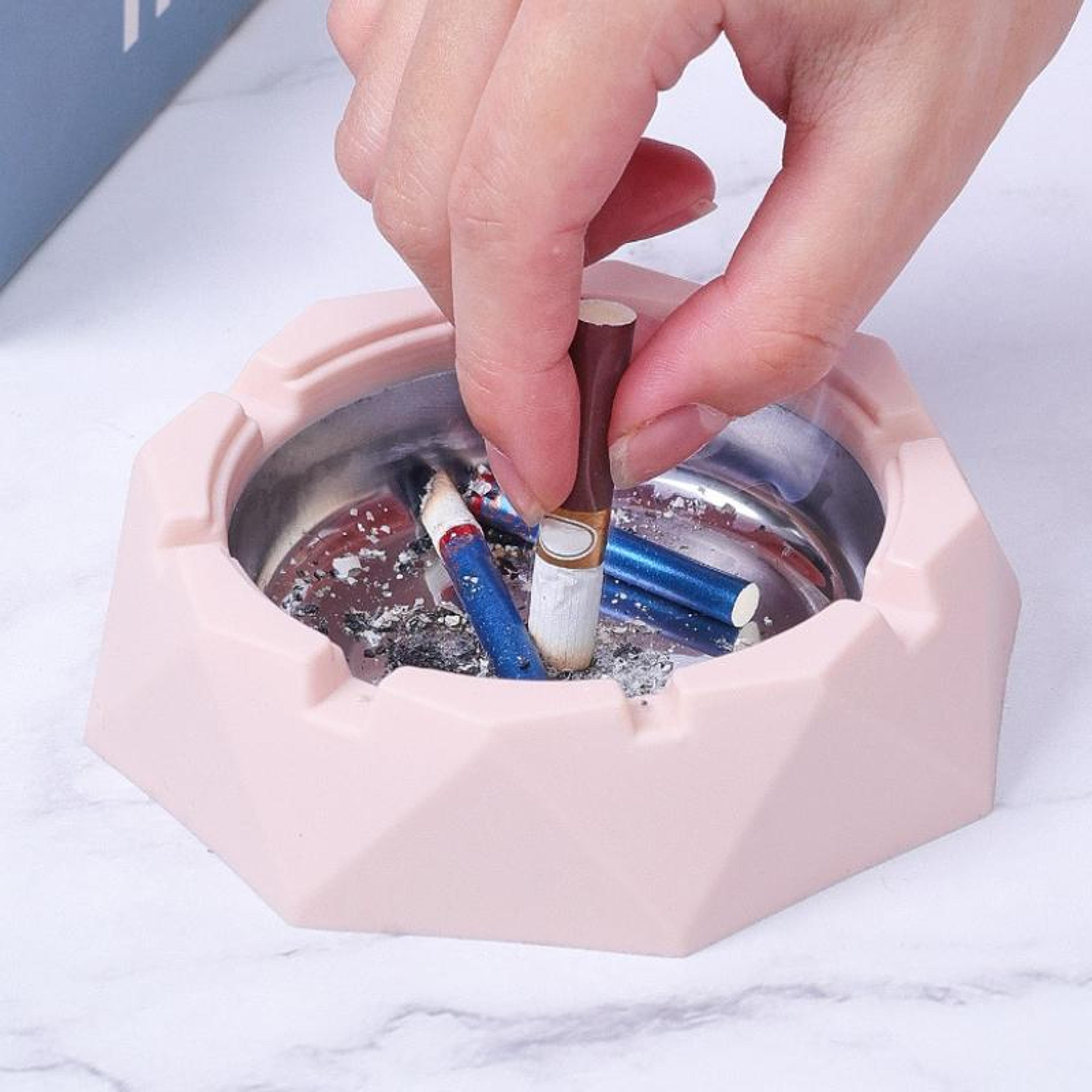 royal crown stainless steel ashtray with lid, decorative covered ashtray for home & office