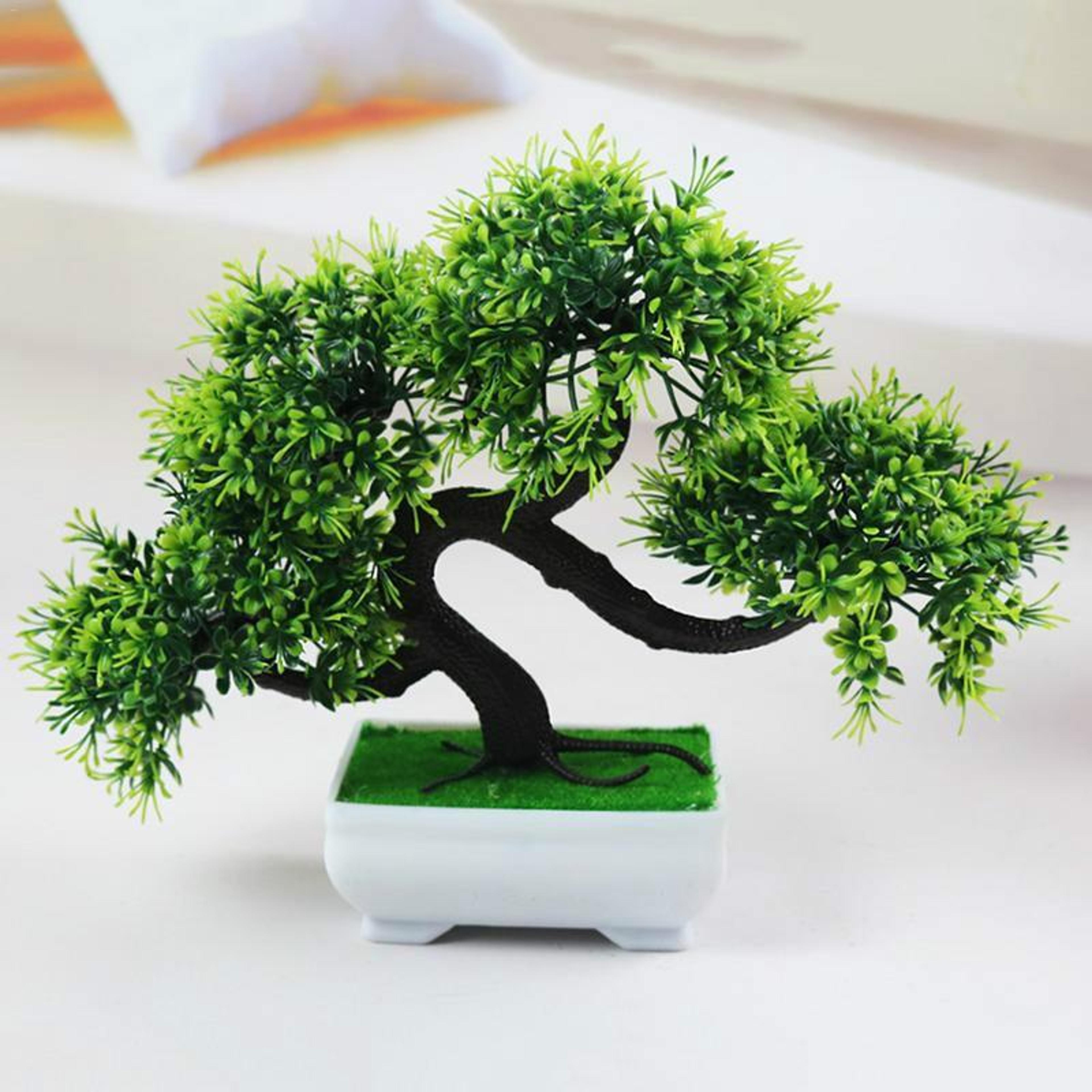 artificial bonsai tree desktop plant decor mini fake potted pine for home & office