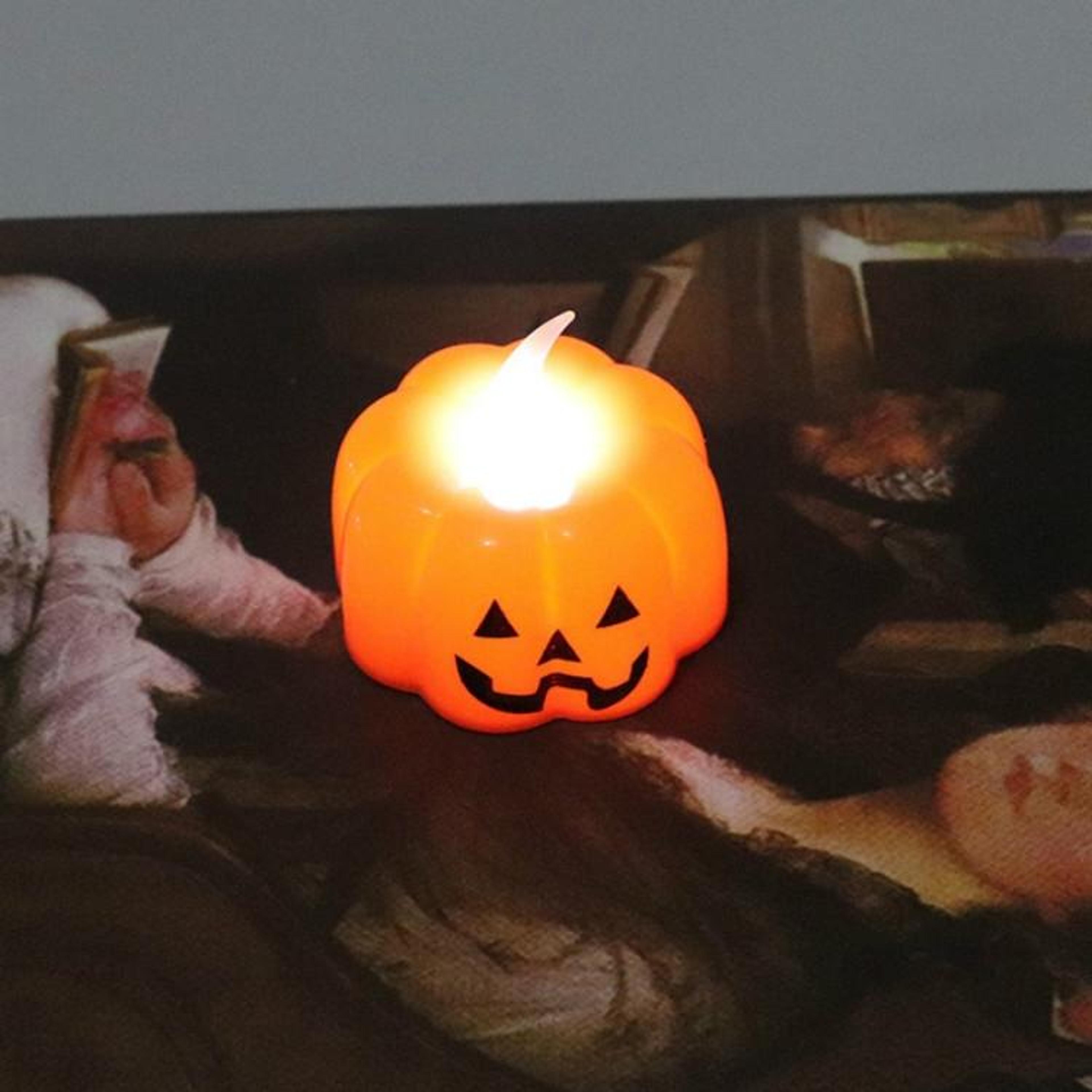 halloween pumpkin led candle light for spooky party & home decorations