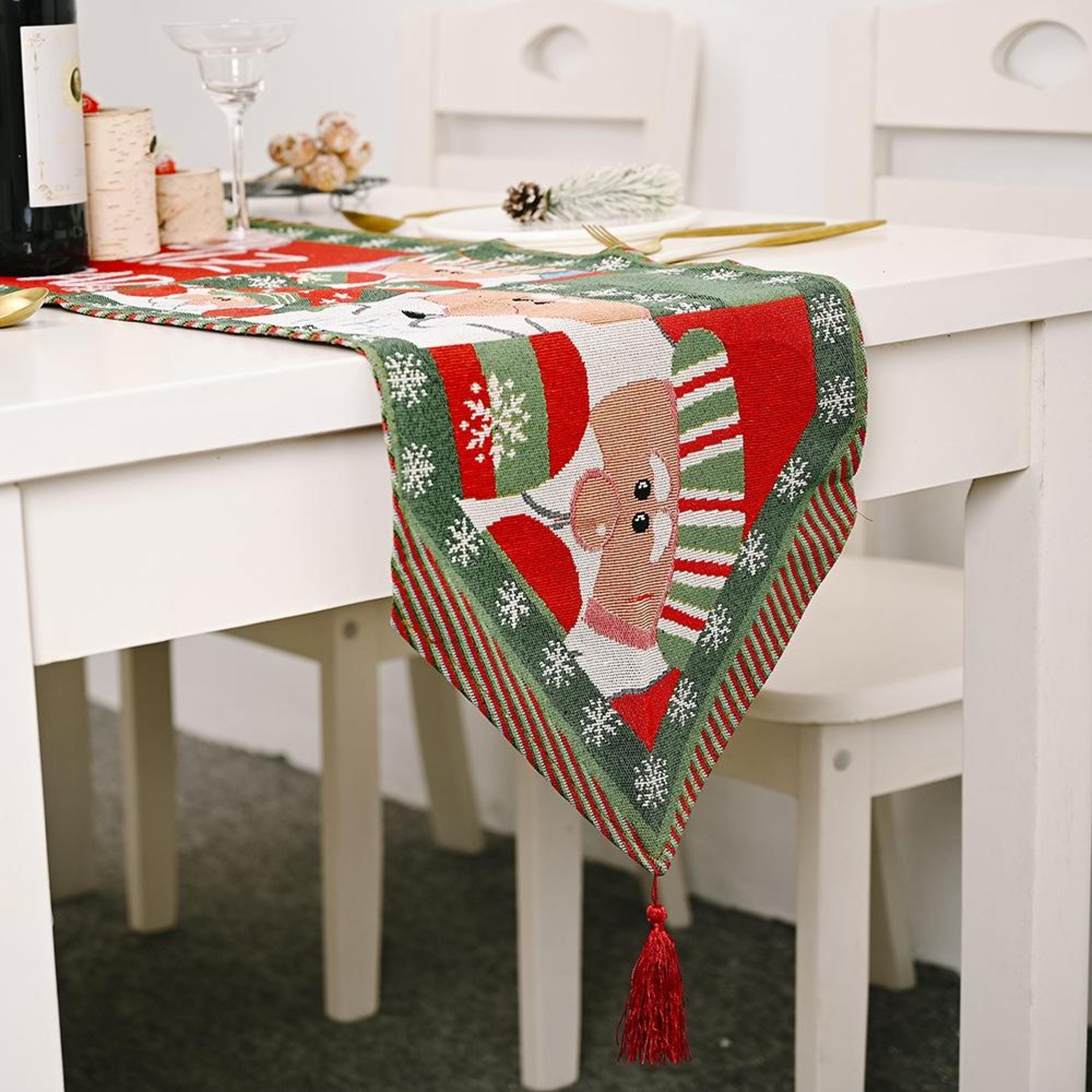 handmade christmas table runner knitted holiday table decor for festive dining