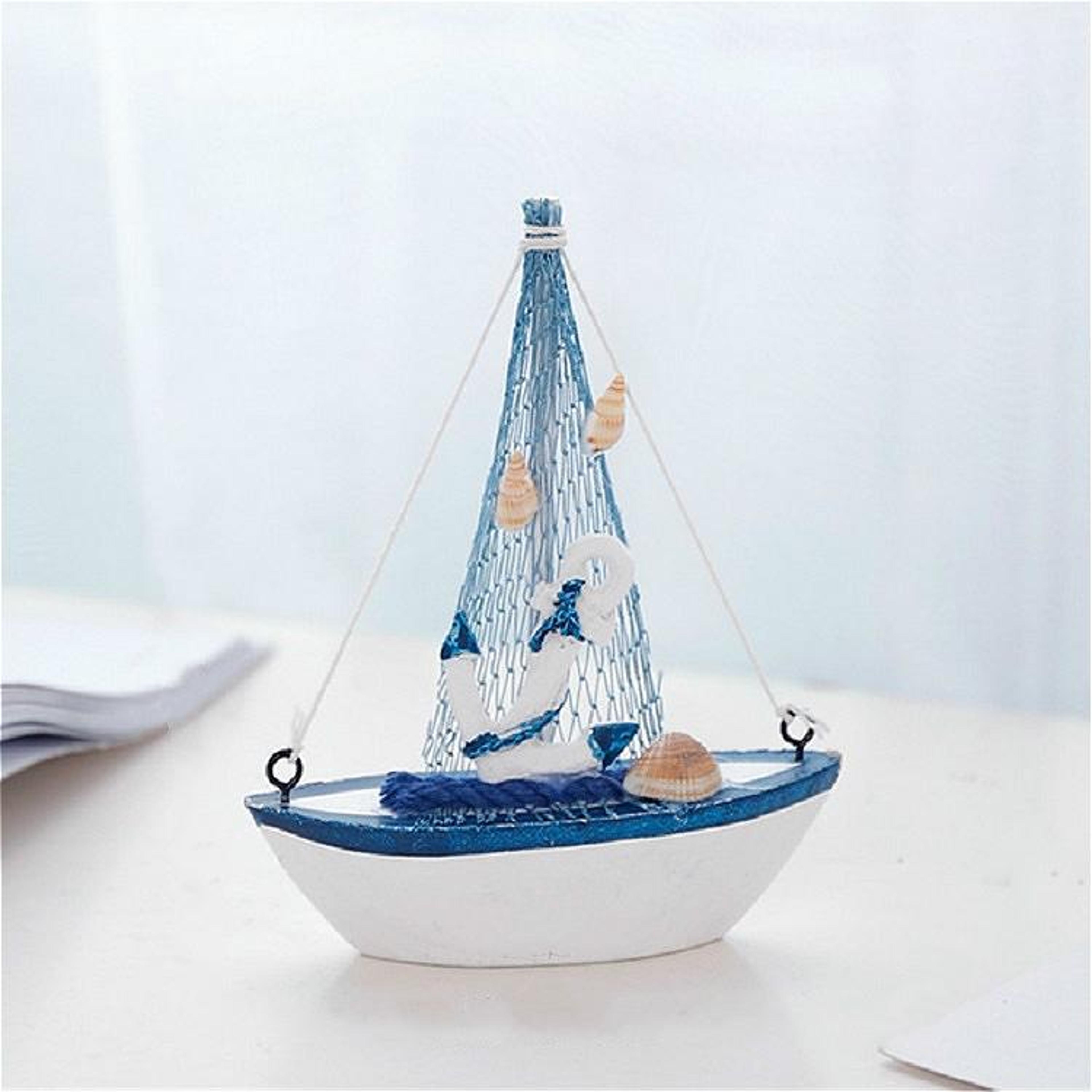 vintage wooden sailboat decor nautical boat model for coastal home & office display