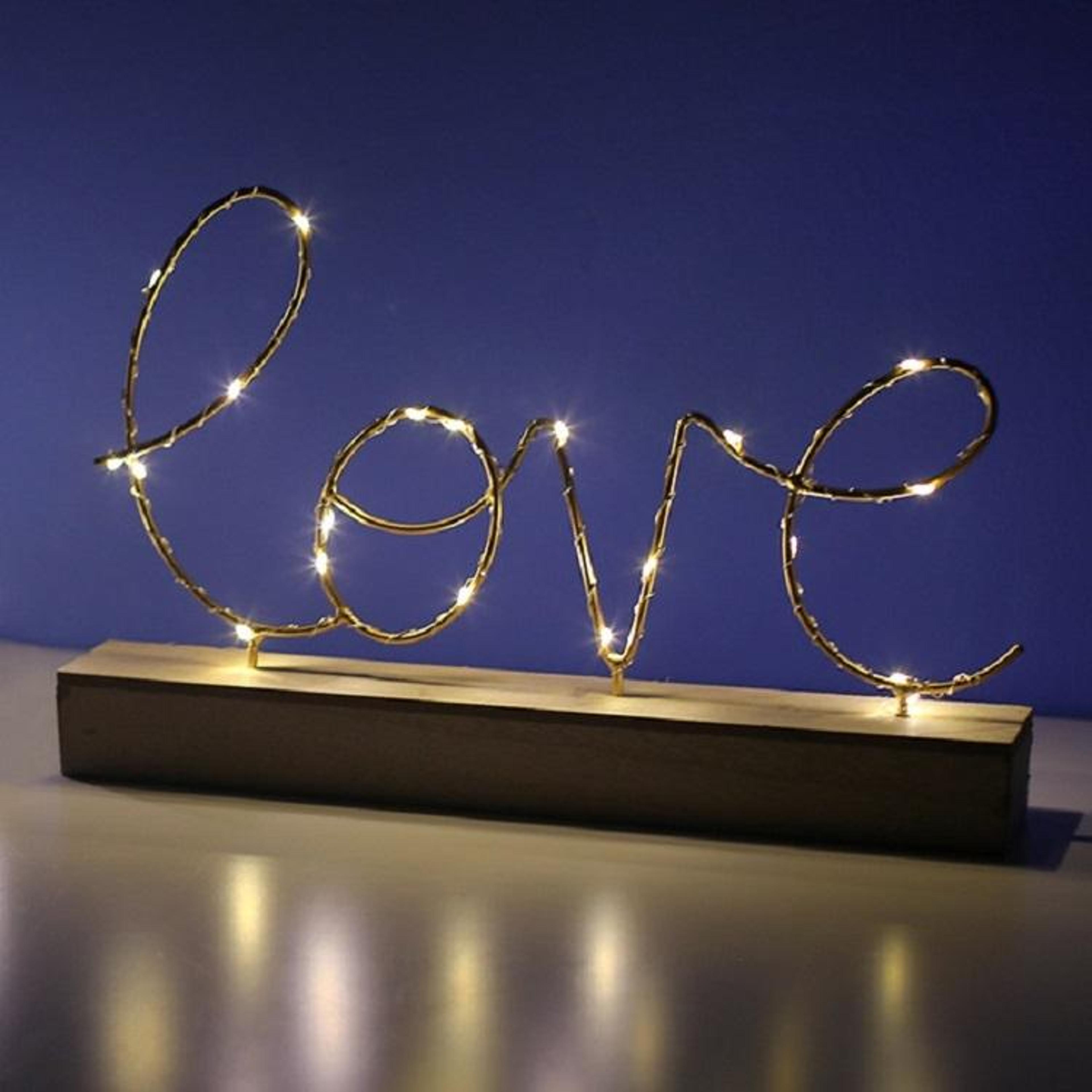 led night light bedside lamp with wooden base & iron letter design decorative table lamp