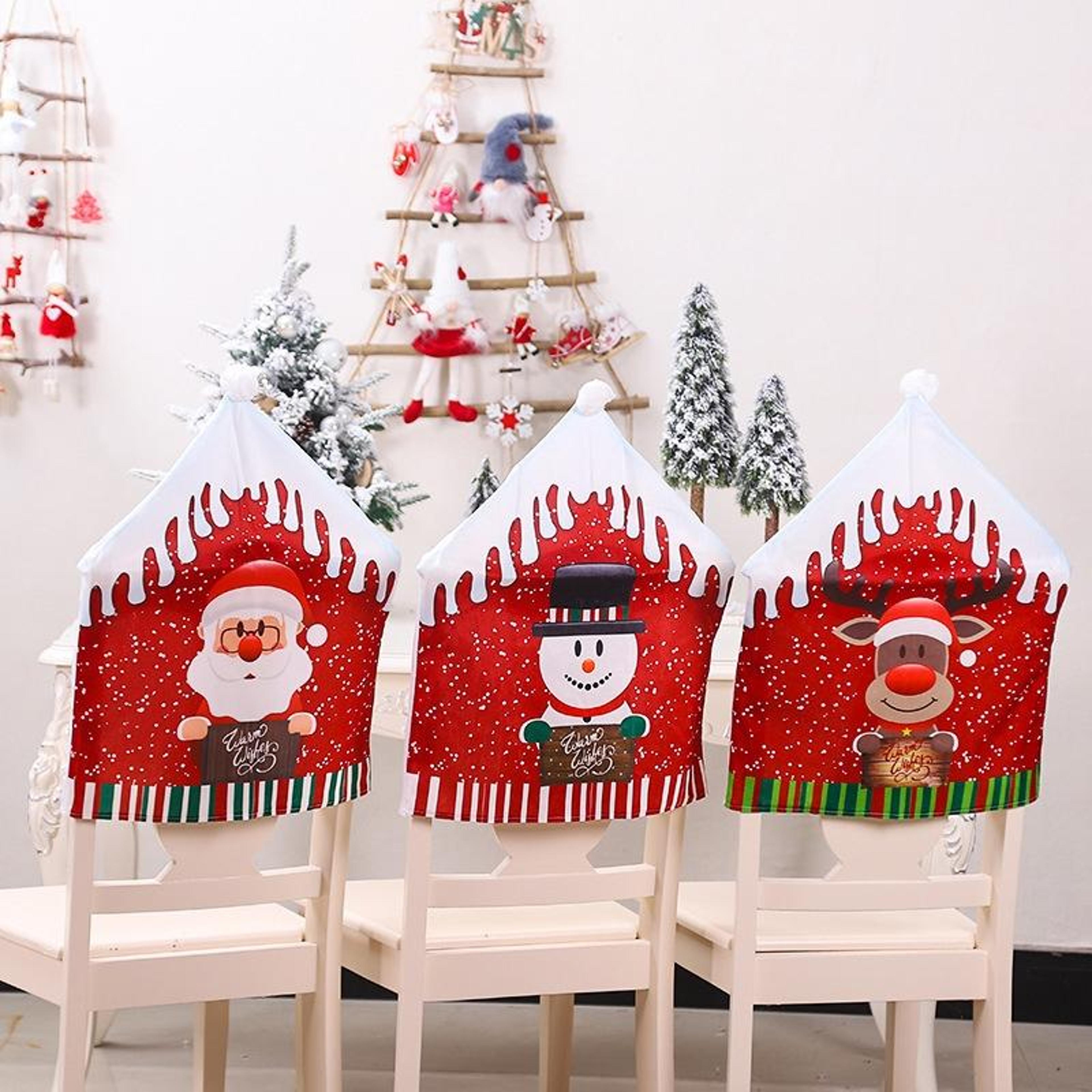 festive christmas chair cover cartoon dining chair slipcover for christmas home decor