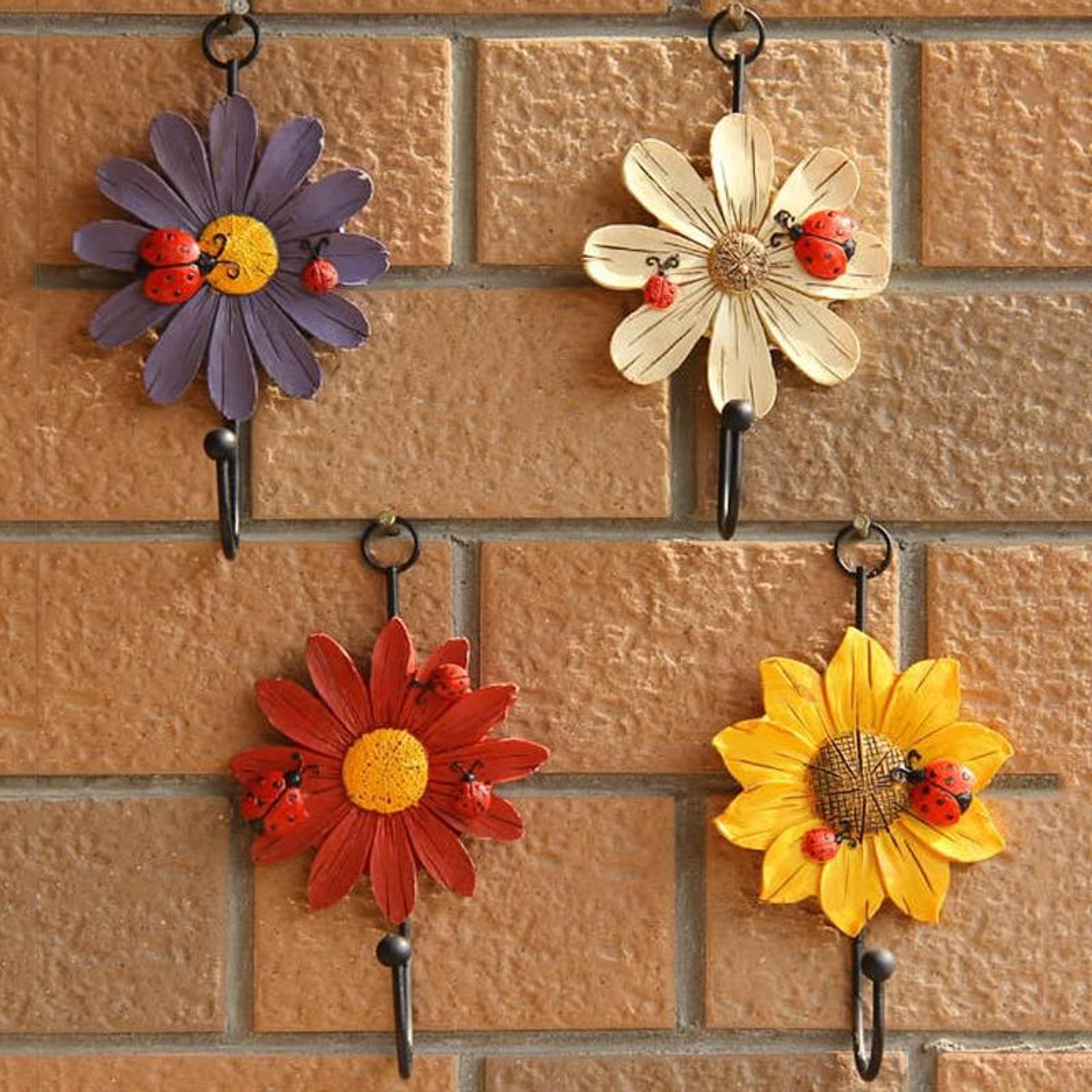 floral wall coat hooks resin decorative wall hook rack for entryway, bedroom & bathroom