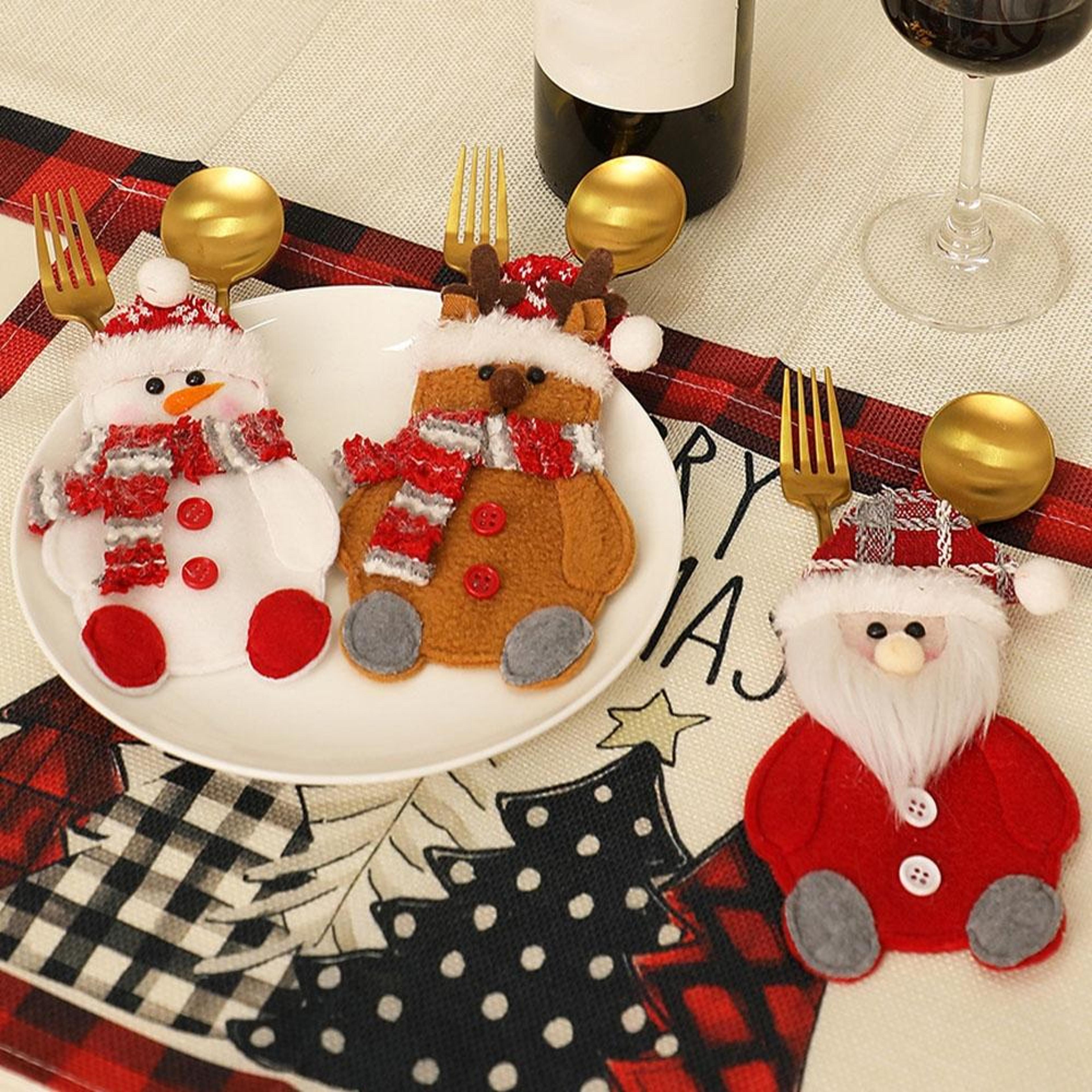 festive christmas silverware holders cartoon cutlery covers for holiday table decor