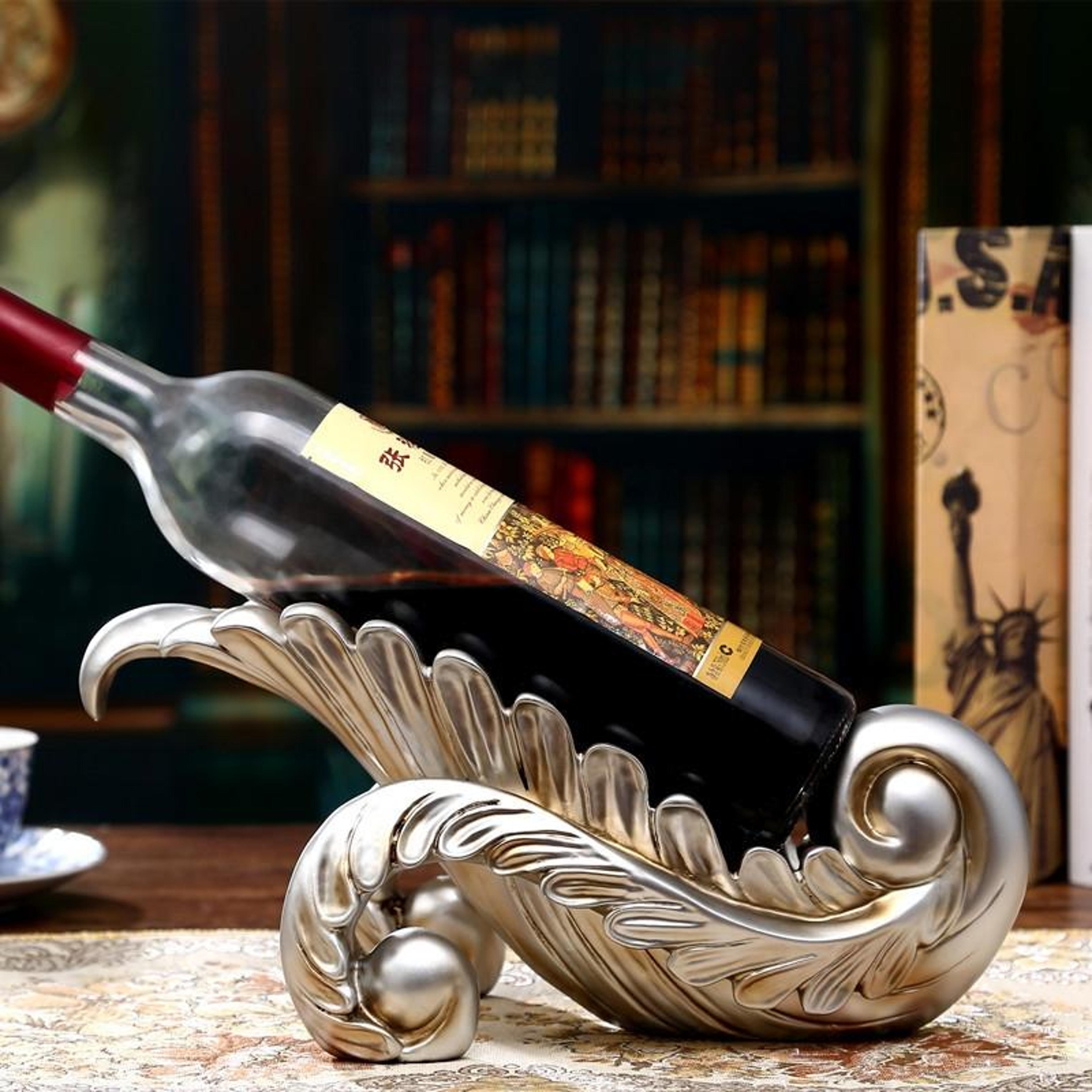 leaf shape creative red wine shelf drain rack bottle holder ornament resin home decoration