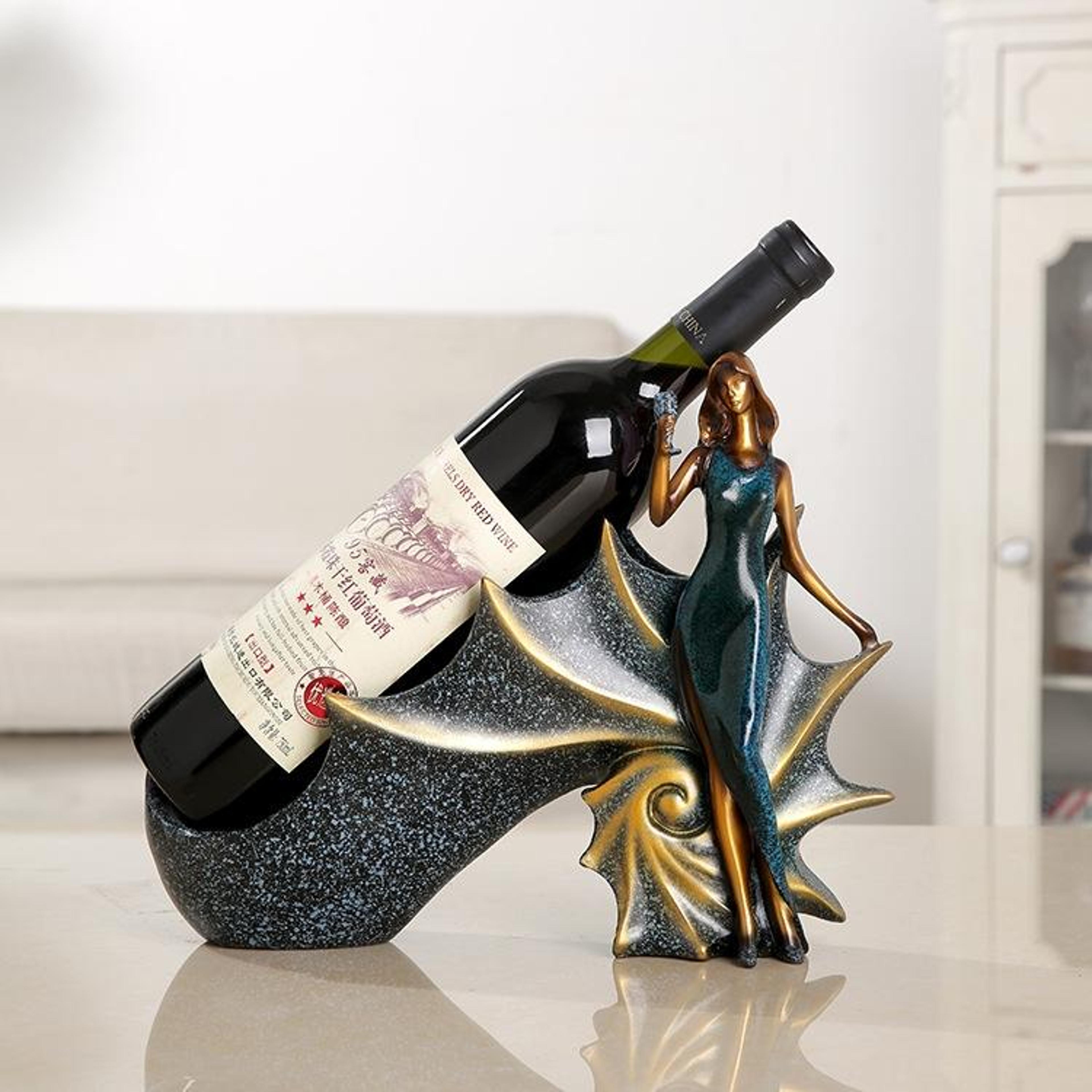 creative blonde lady wine bottle holder resin sculpture decorative wine rack for home bar