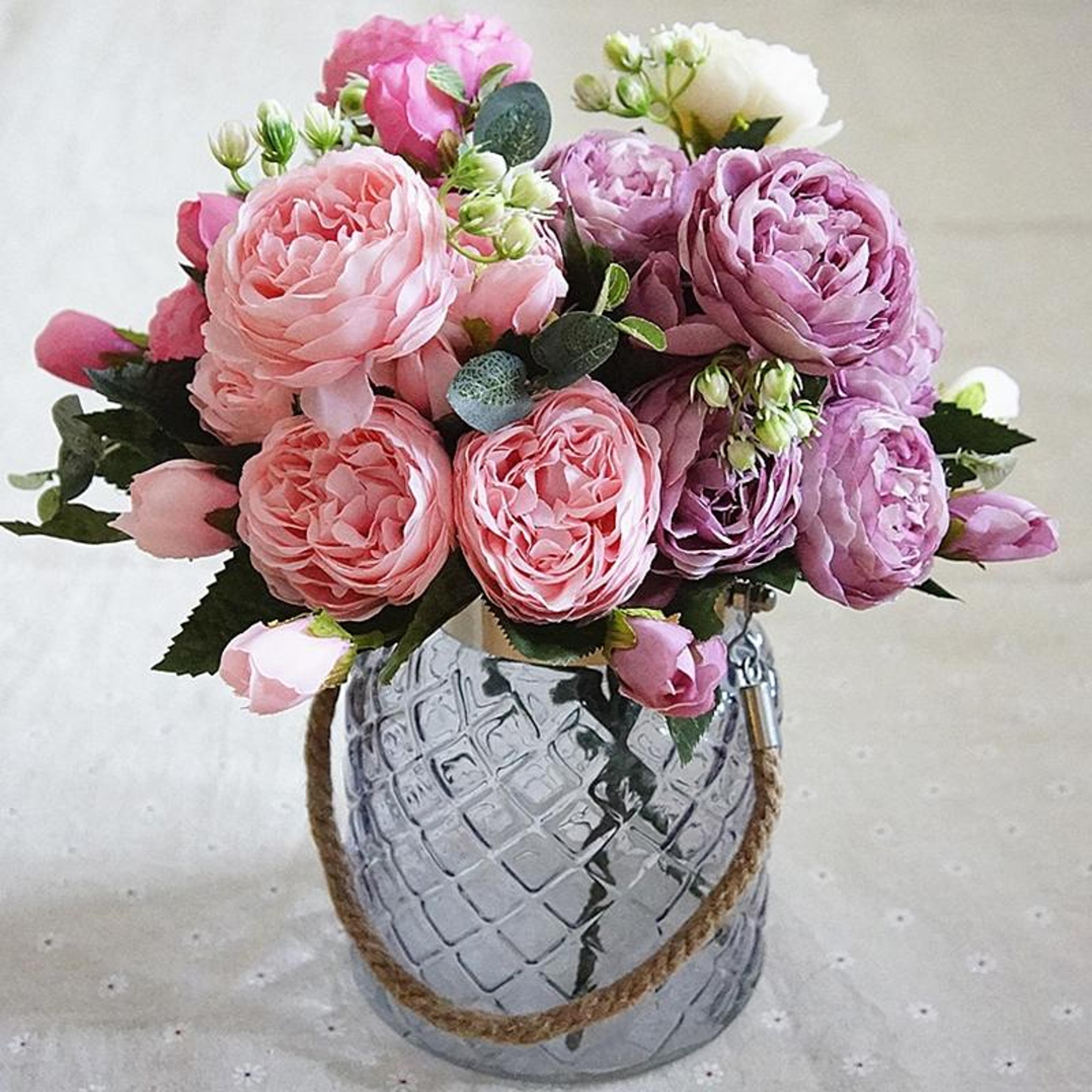 5pcs artificial rose bouquet for home decor, wedding flower decoration & party table centerpieces