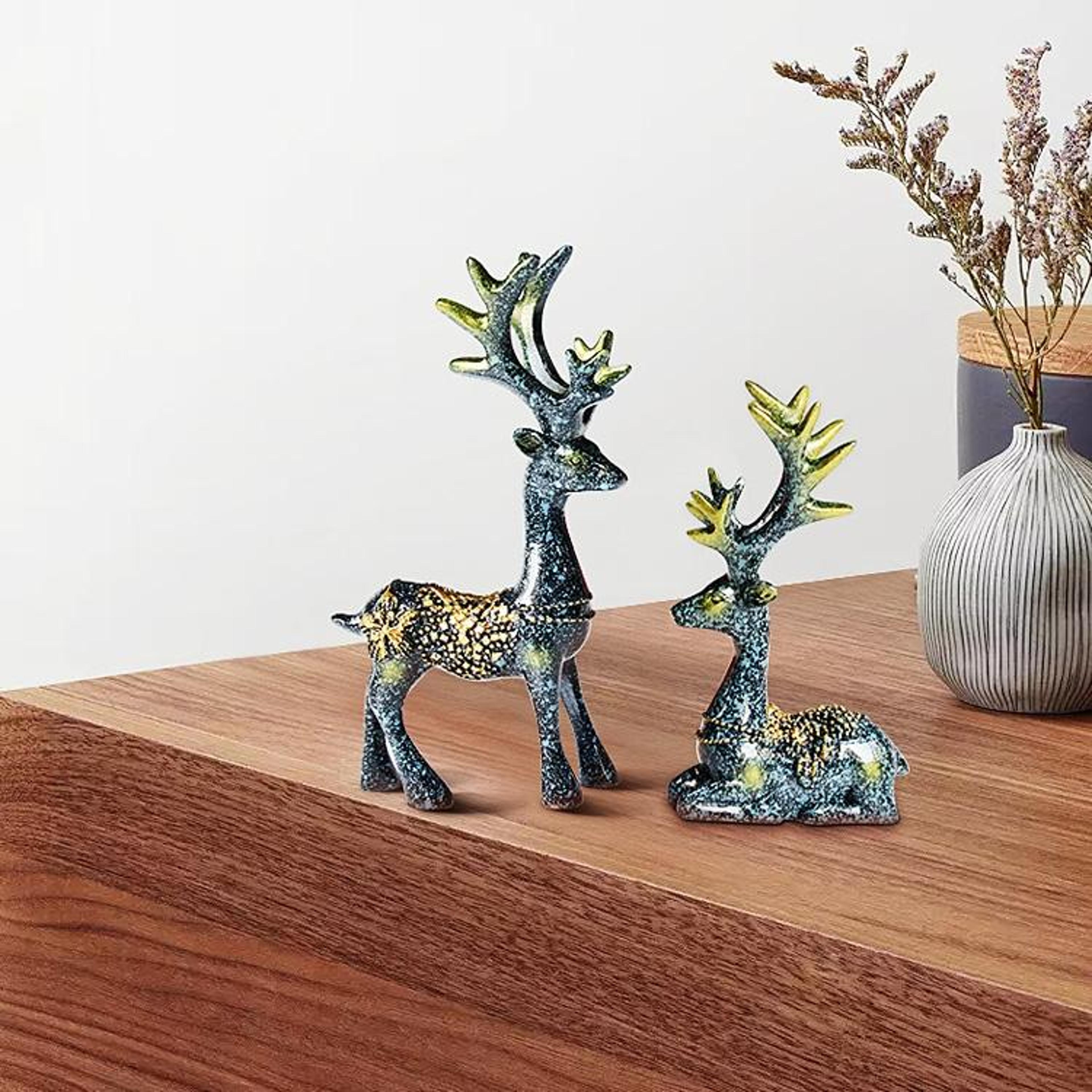 elegant deer car ornament resin lucky deer statue for car dashboard, home & office decor