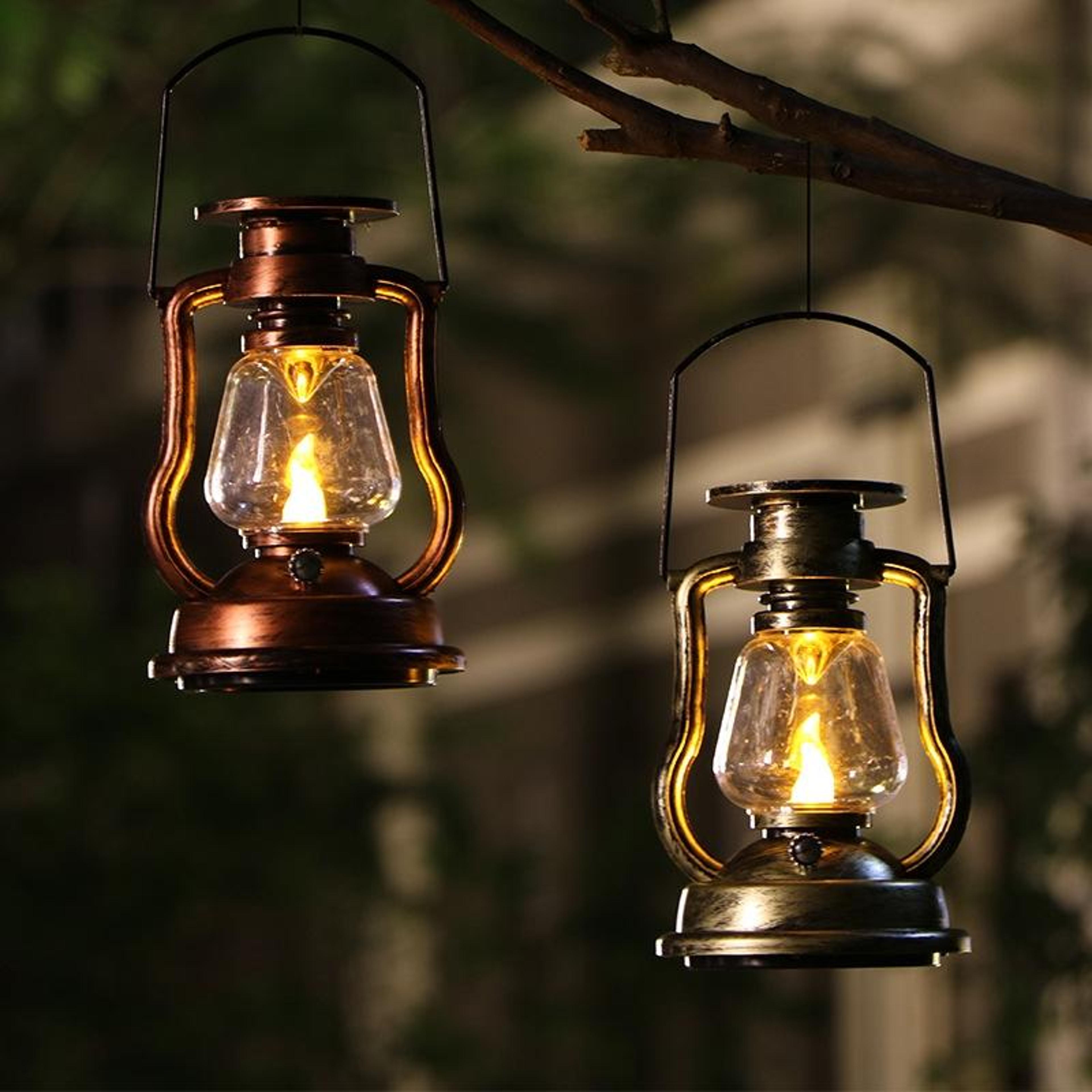 vintage solar lantern flame effect led decorative outdoor light