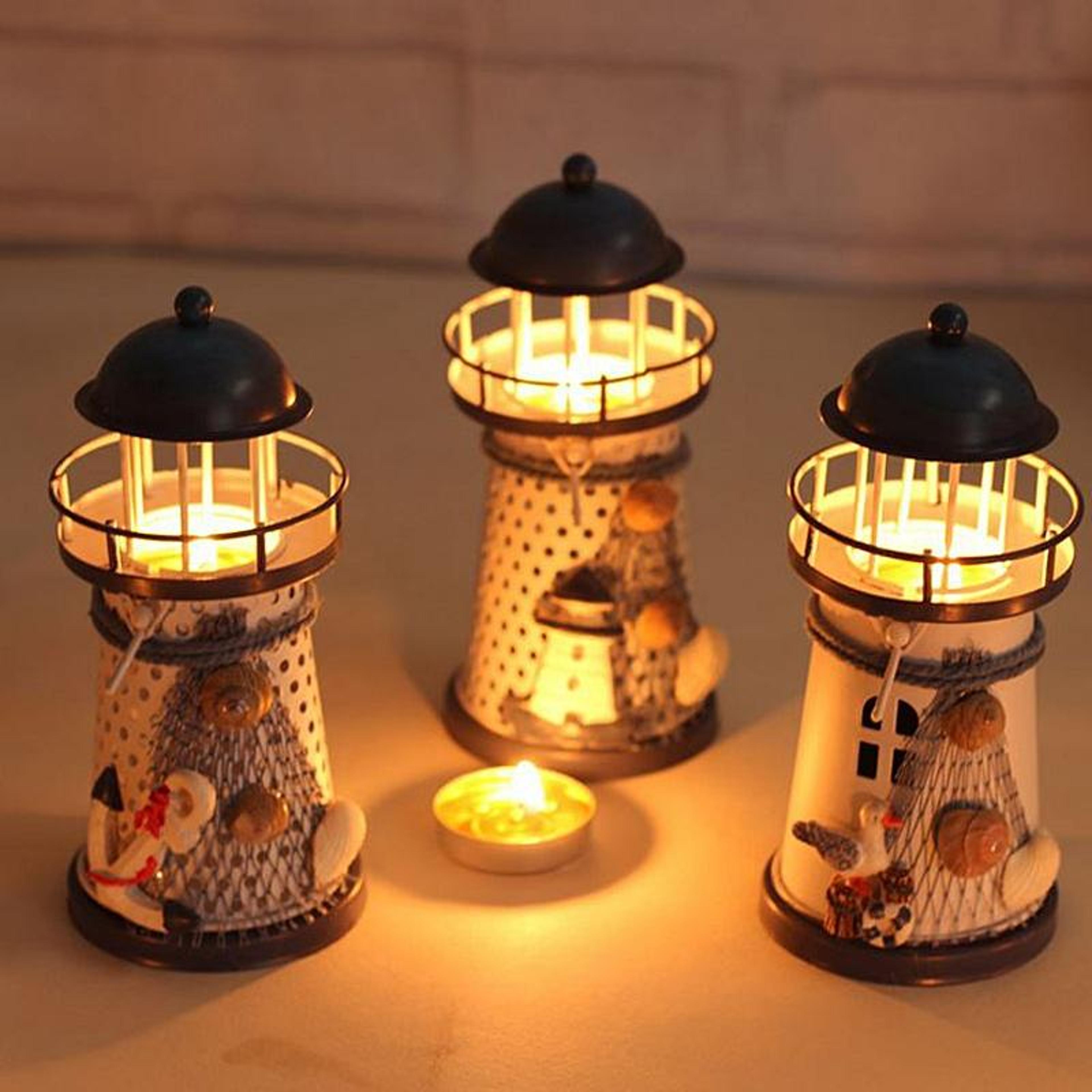 mediterranean lighthouse candle holder iron candlestick for nautical home decor