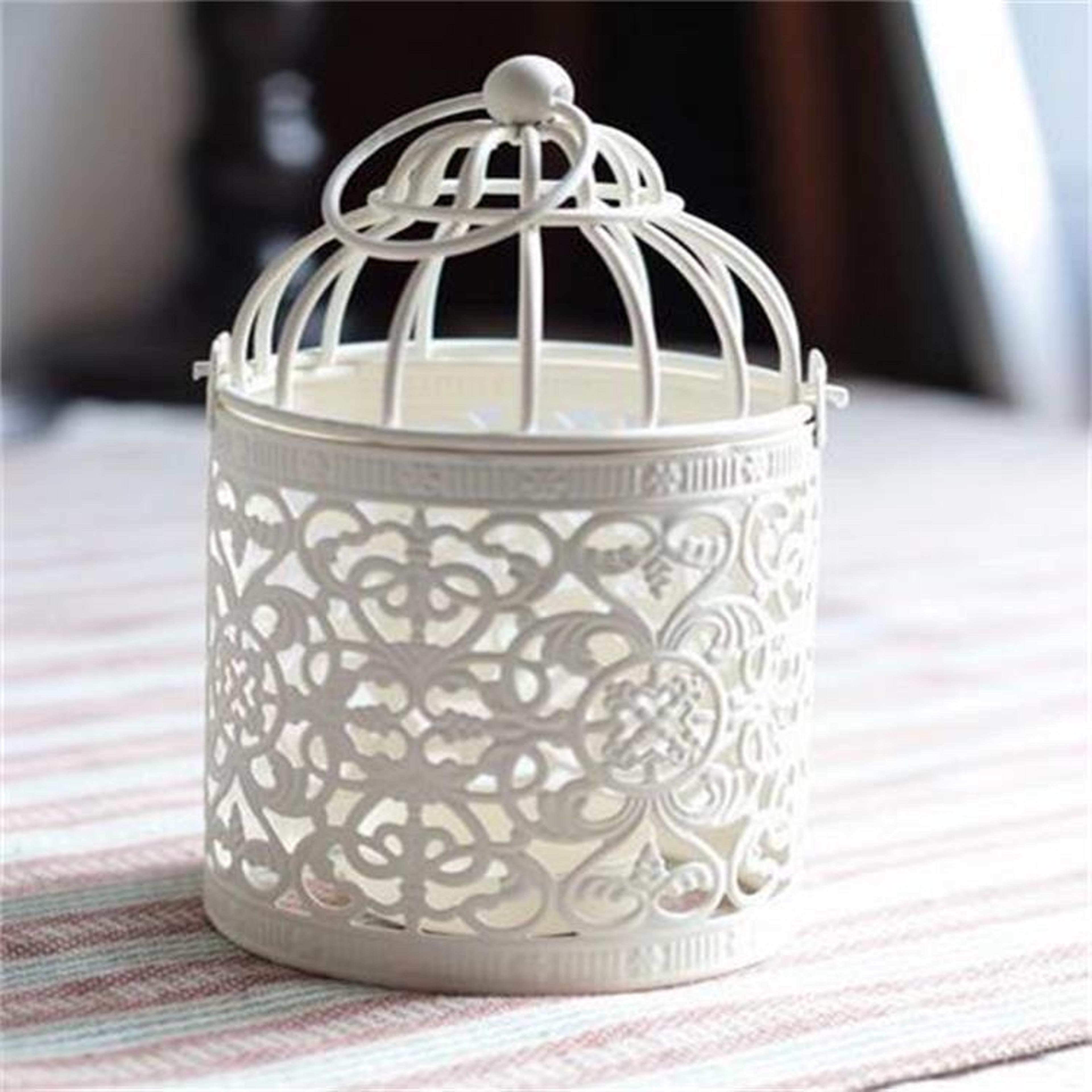 vintage bird cage candle holder wrought iron tealight lantern for farmhouse home decor