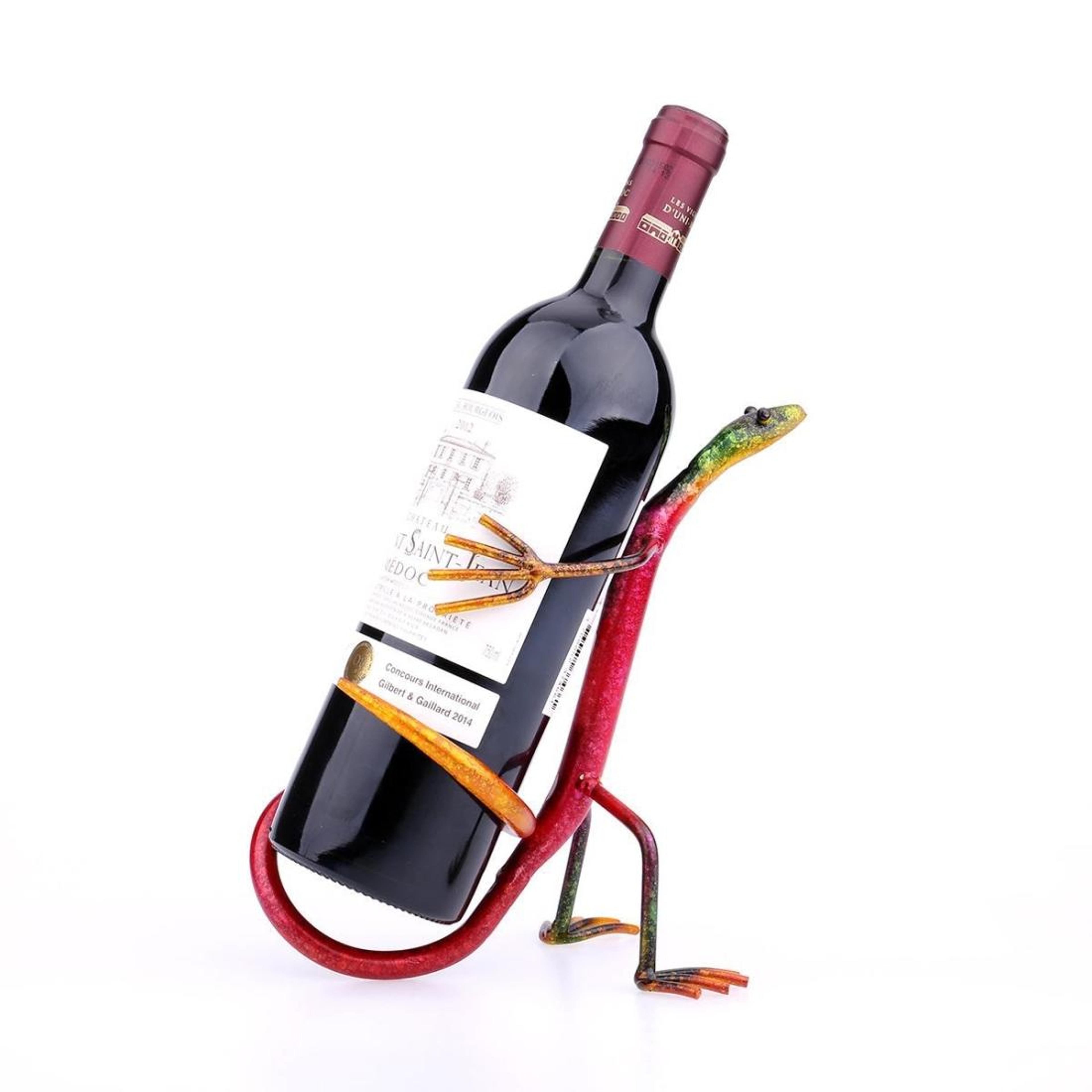 gecko wine holder handmade metal wine rack decorative wine bottle holder sculpture