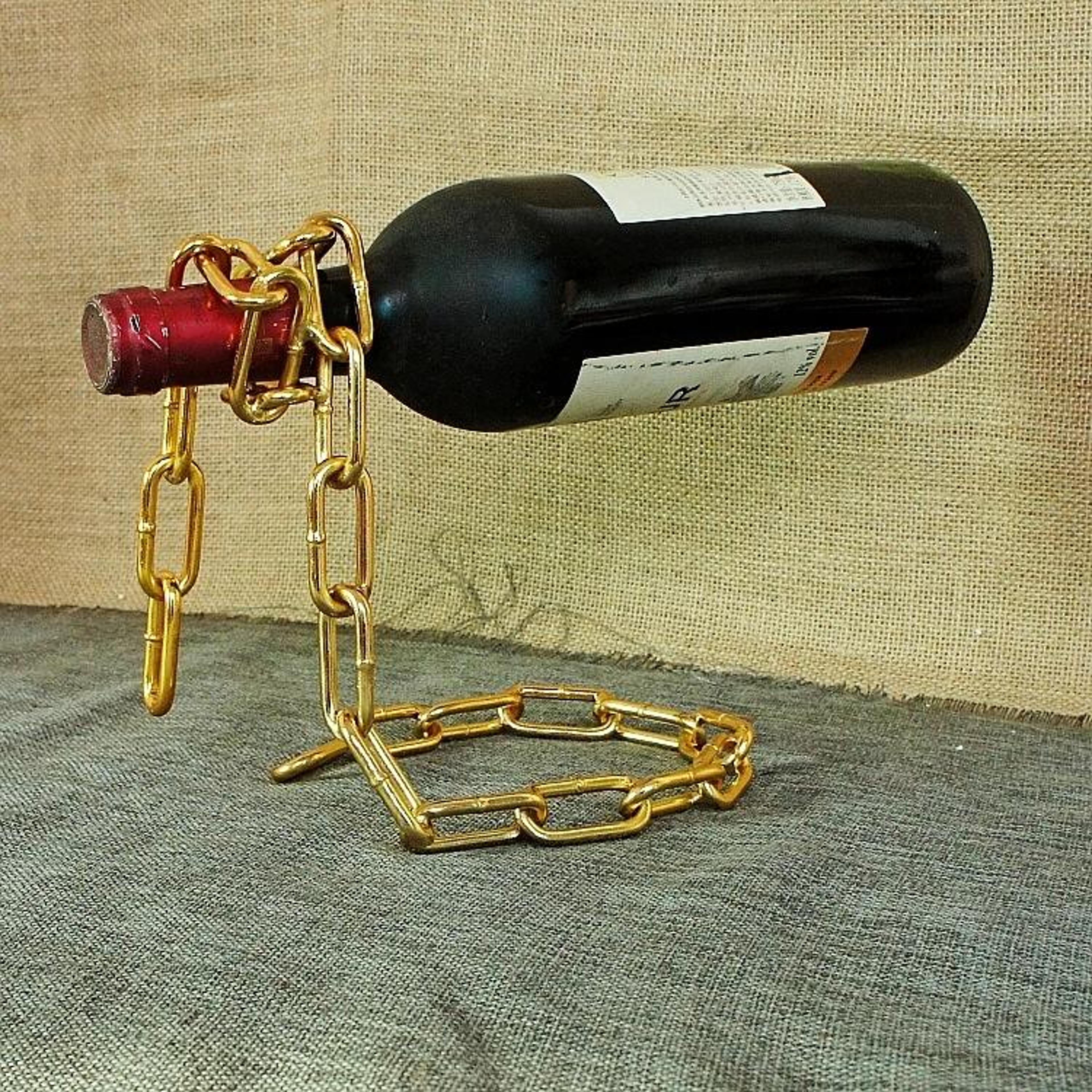 modern wine bottle rack decorative chain iron wine bottle holder stand