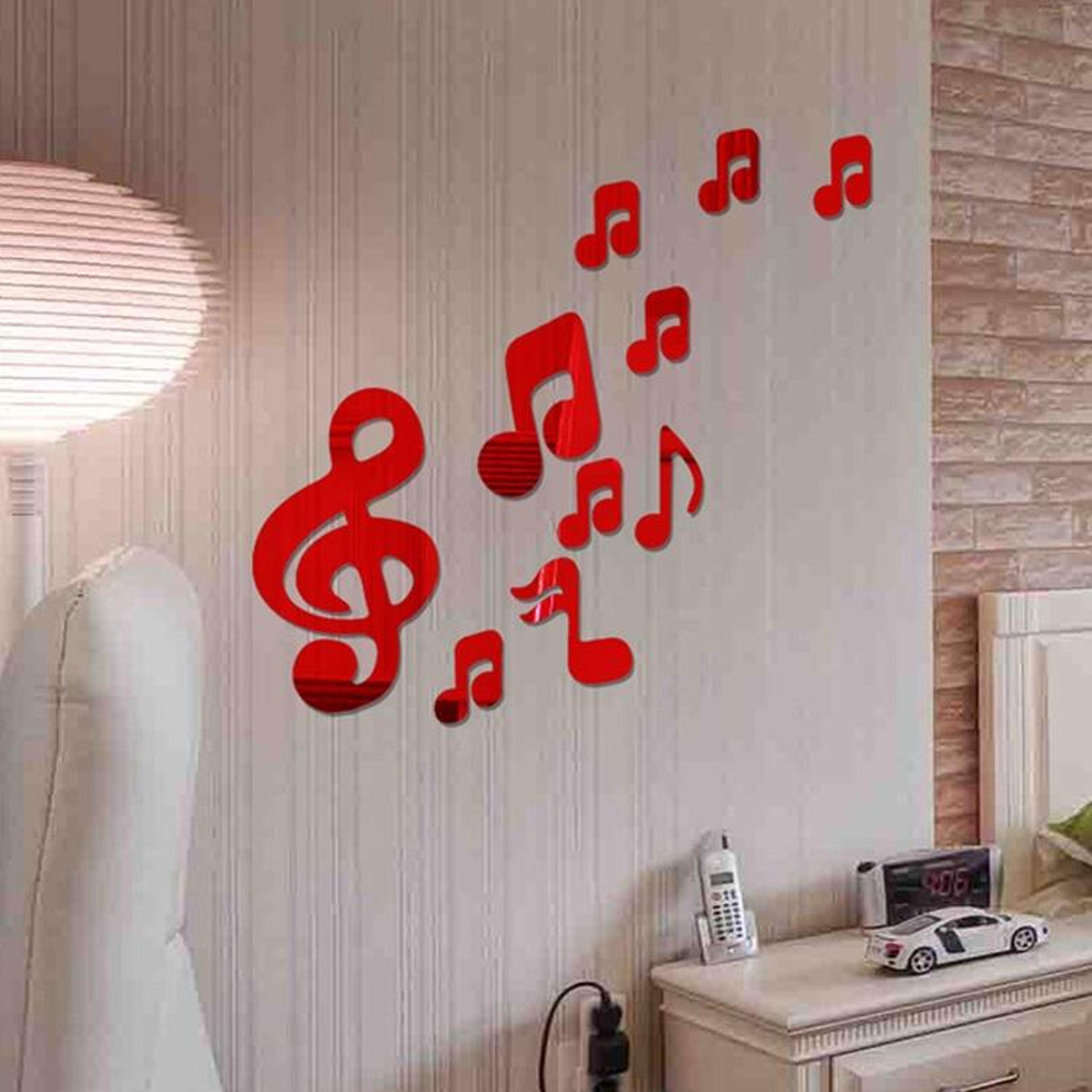 3d musical notes acrylic mirror wall stickers for living room diy home decor