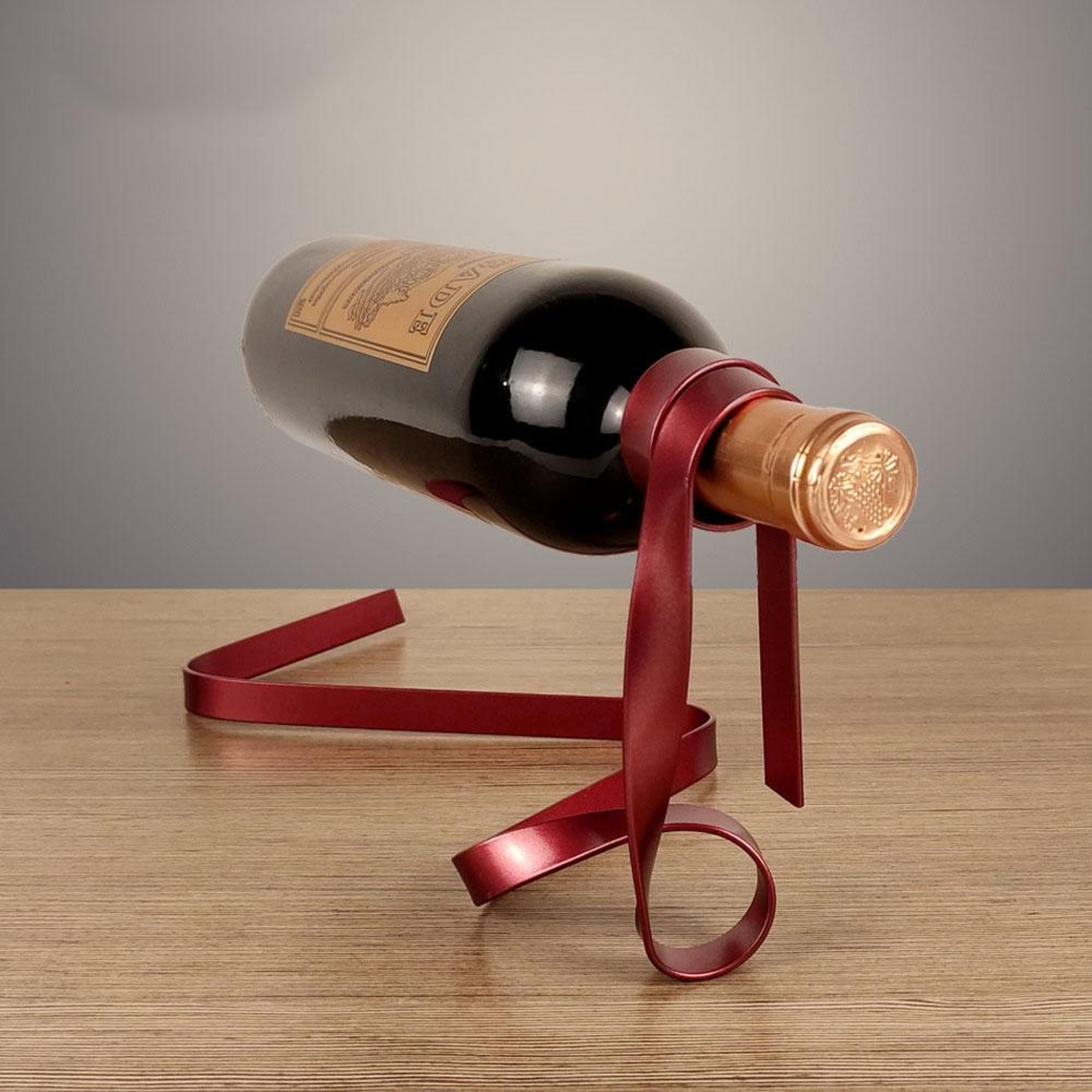 ribbon style wine bottle holder metal floating wine bottle stand decorative wine rack decor