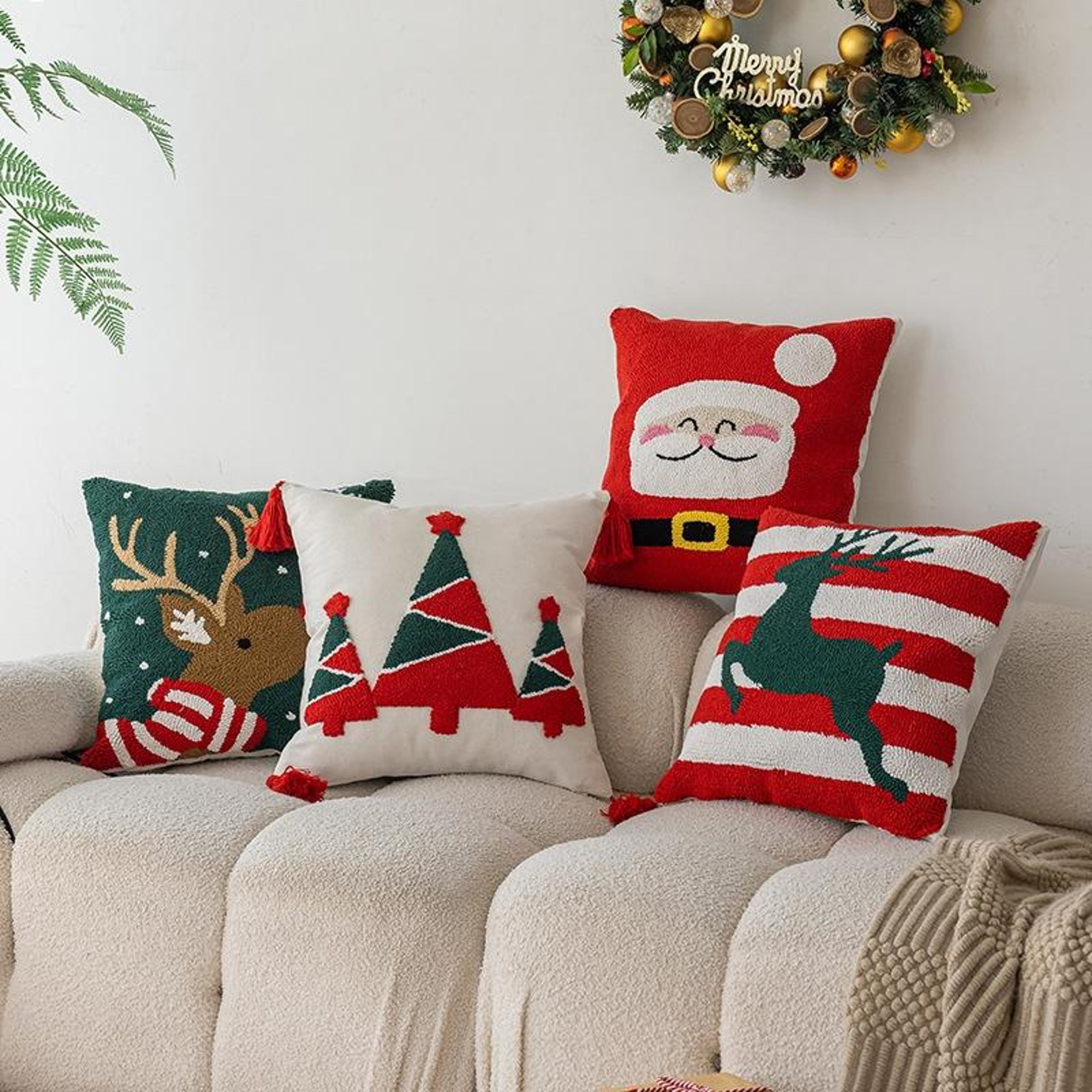 christmas floral pillow cover soft velvet hidden zipper holiday pillow cover for festive home decor