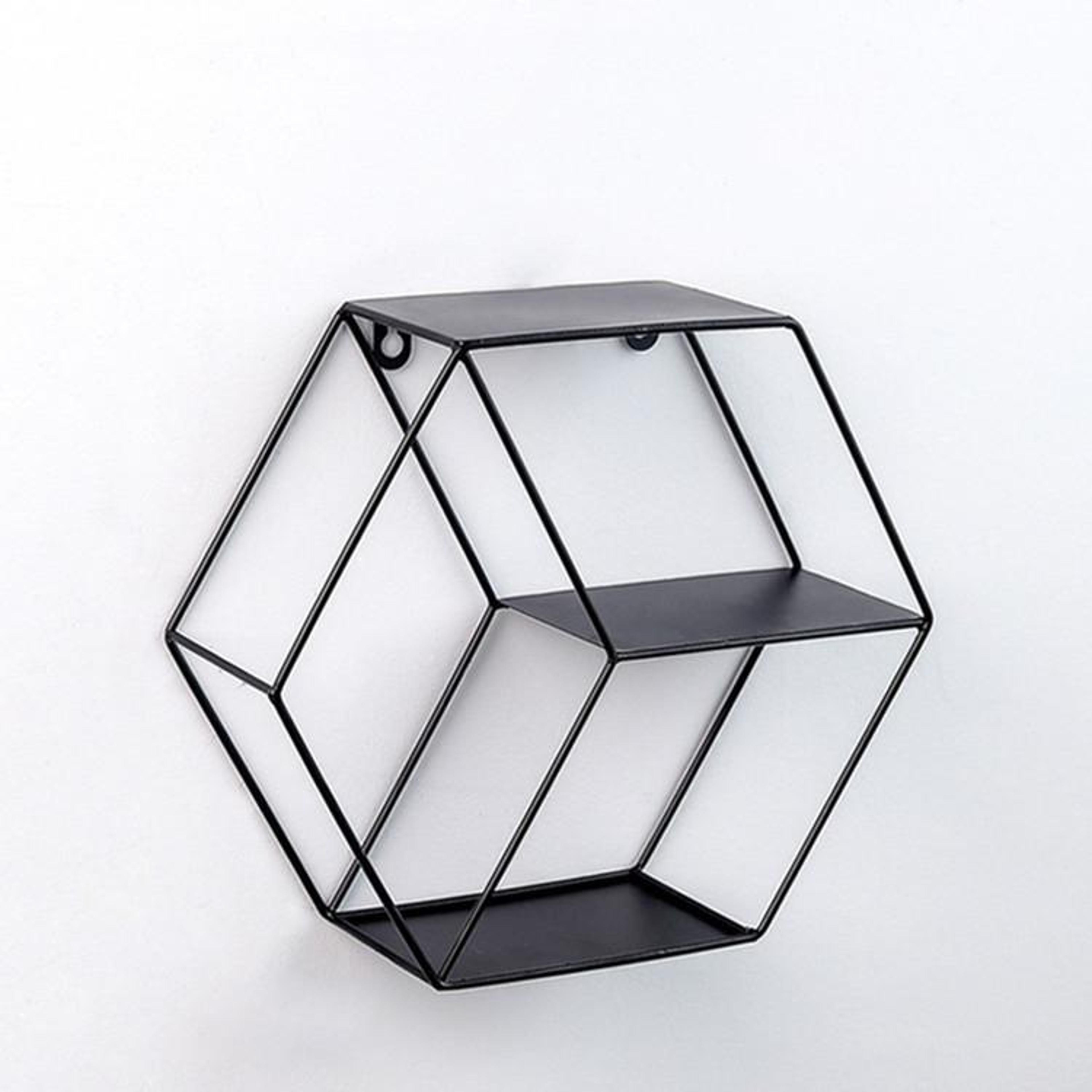 hexagon metal wall shelf floating decorative wall storage for living room bedroom office