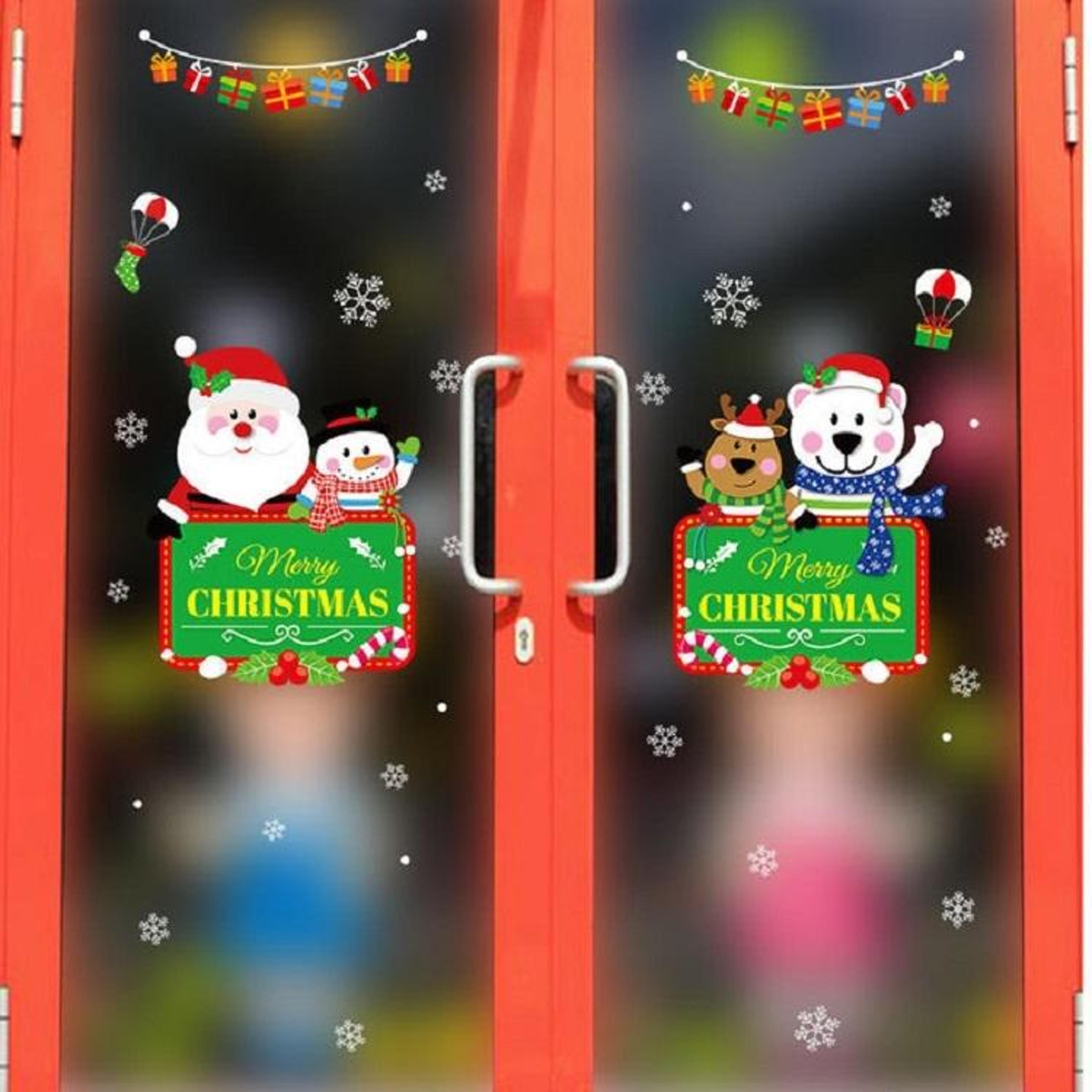 christmas window stickers santa claus wall decals removable pvc holiday home decorations
