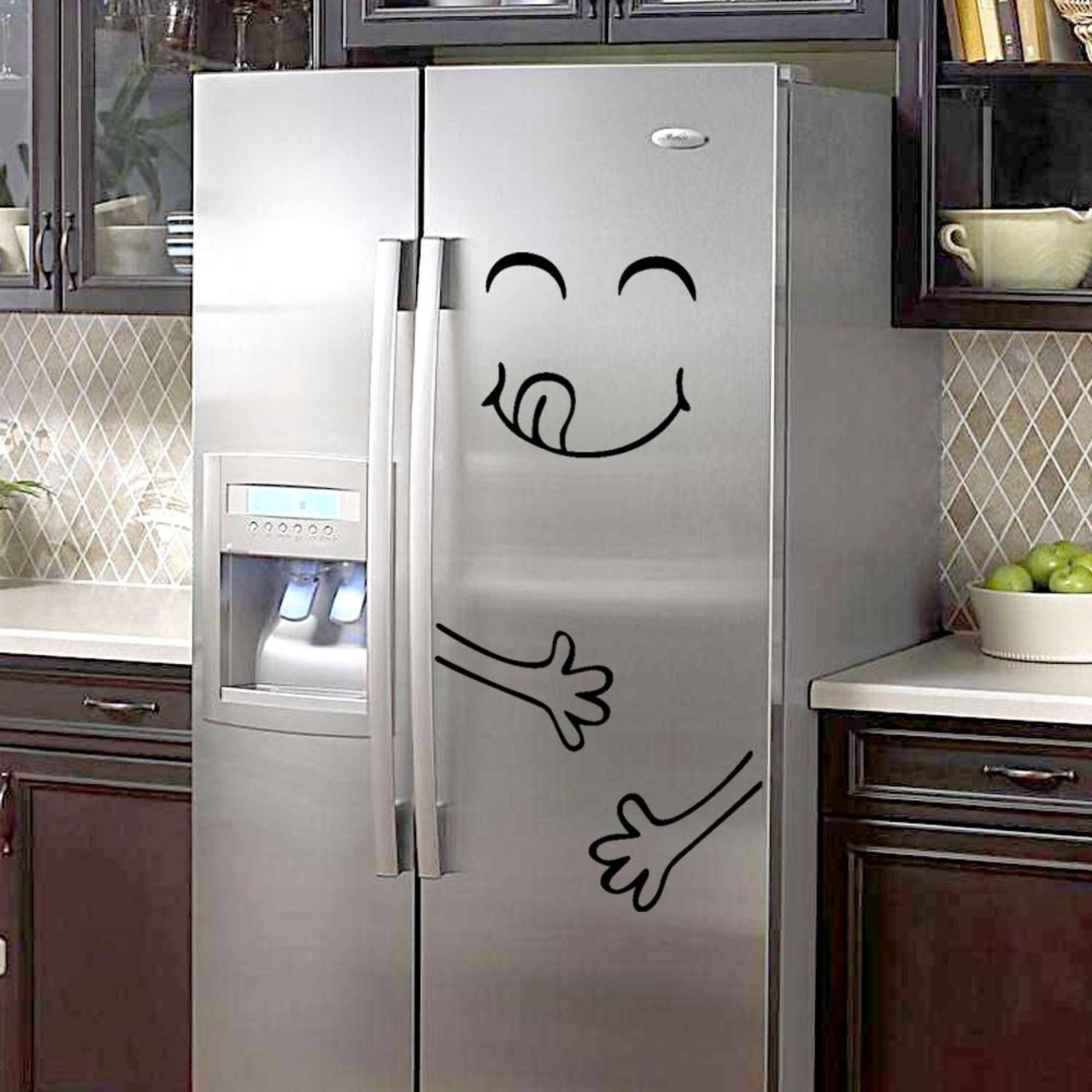 cute smiling fridge wall sticker peel and stick refrigerator decal for kitchen home decor
