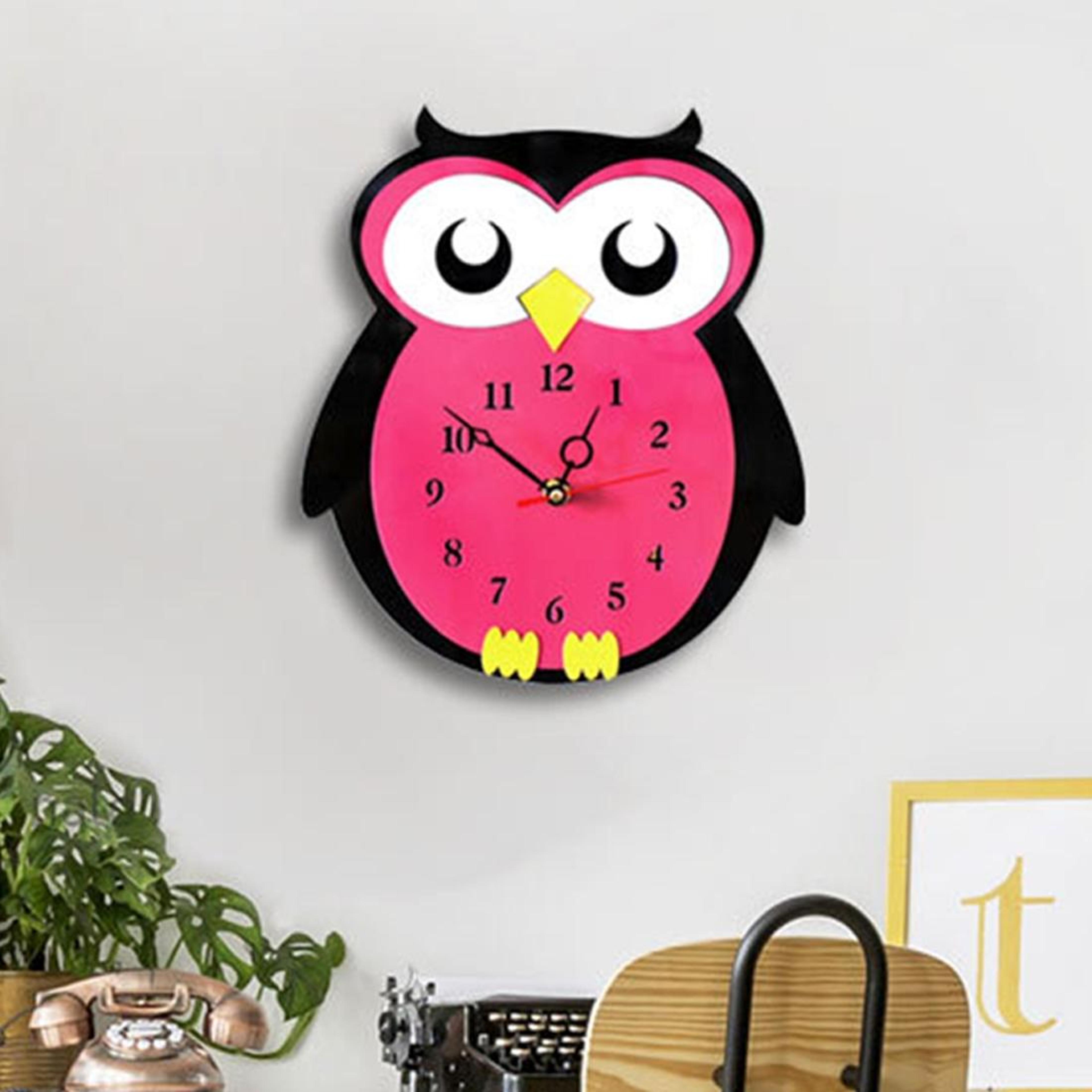 owl silent wall clock for kids bedroom battery operated non ticking quartz clock
