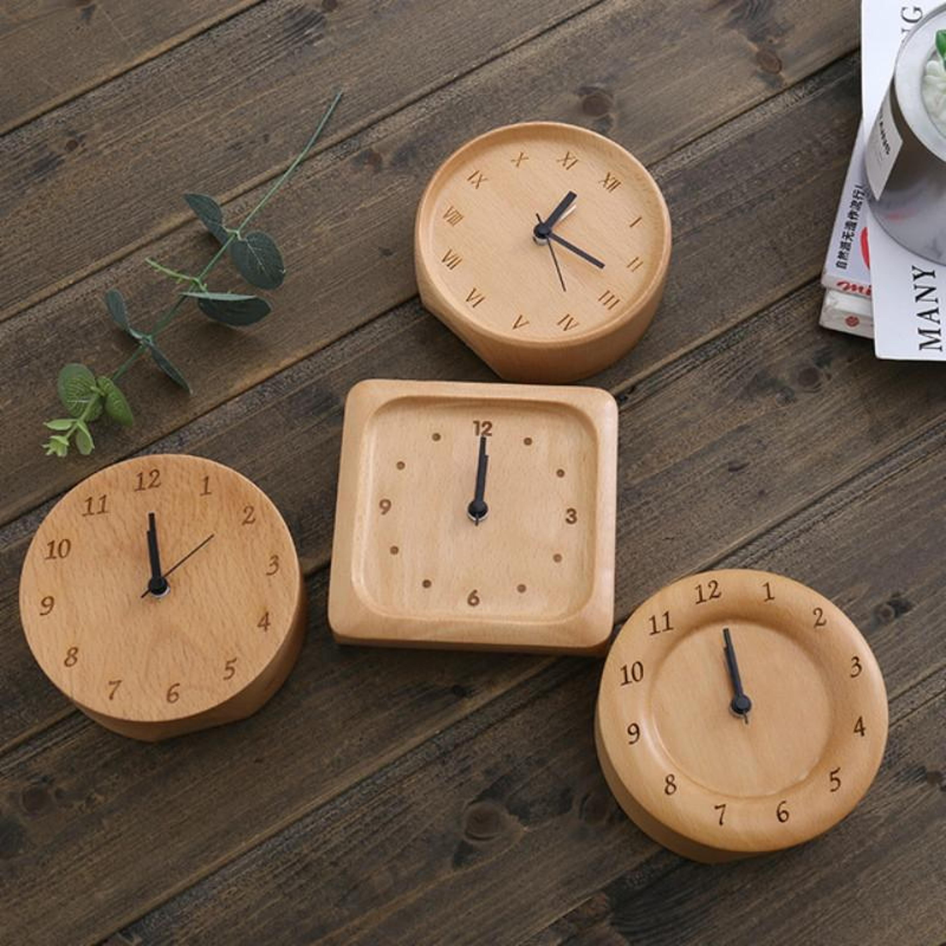 beech wood alarm clock decorative wooden bedside clock for home study and bedroom