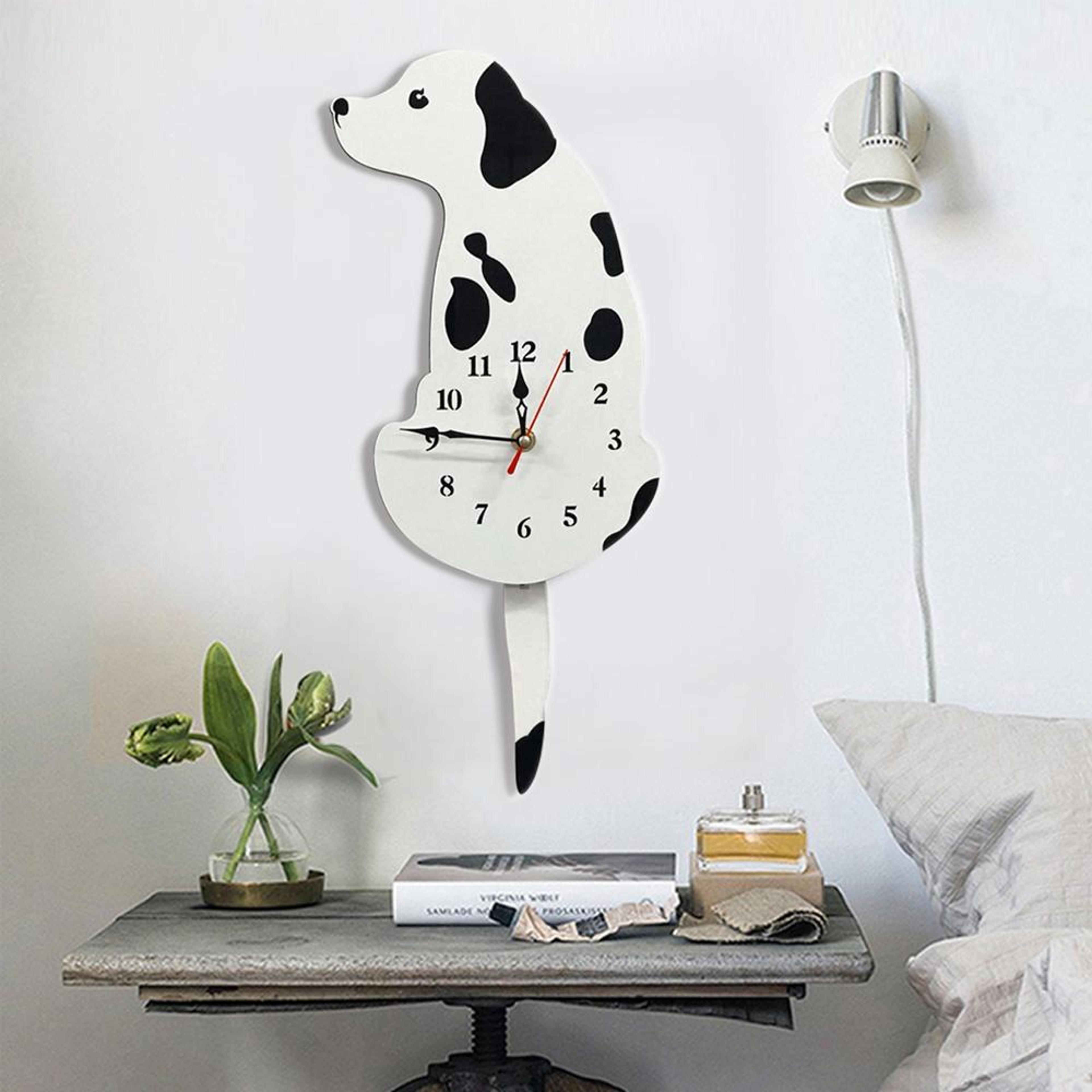 cute dog wall clock with swinging tail battery operated wooden wall decor