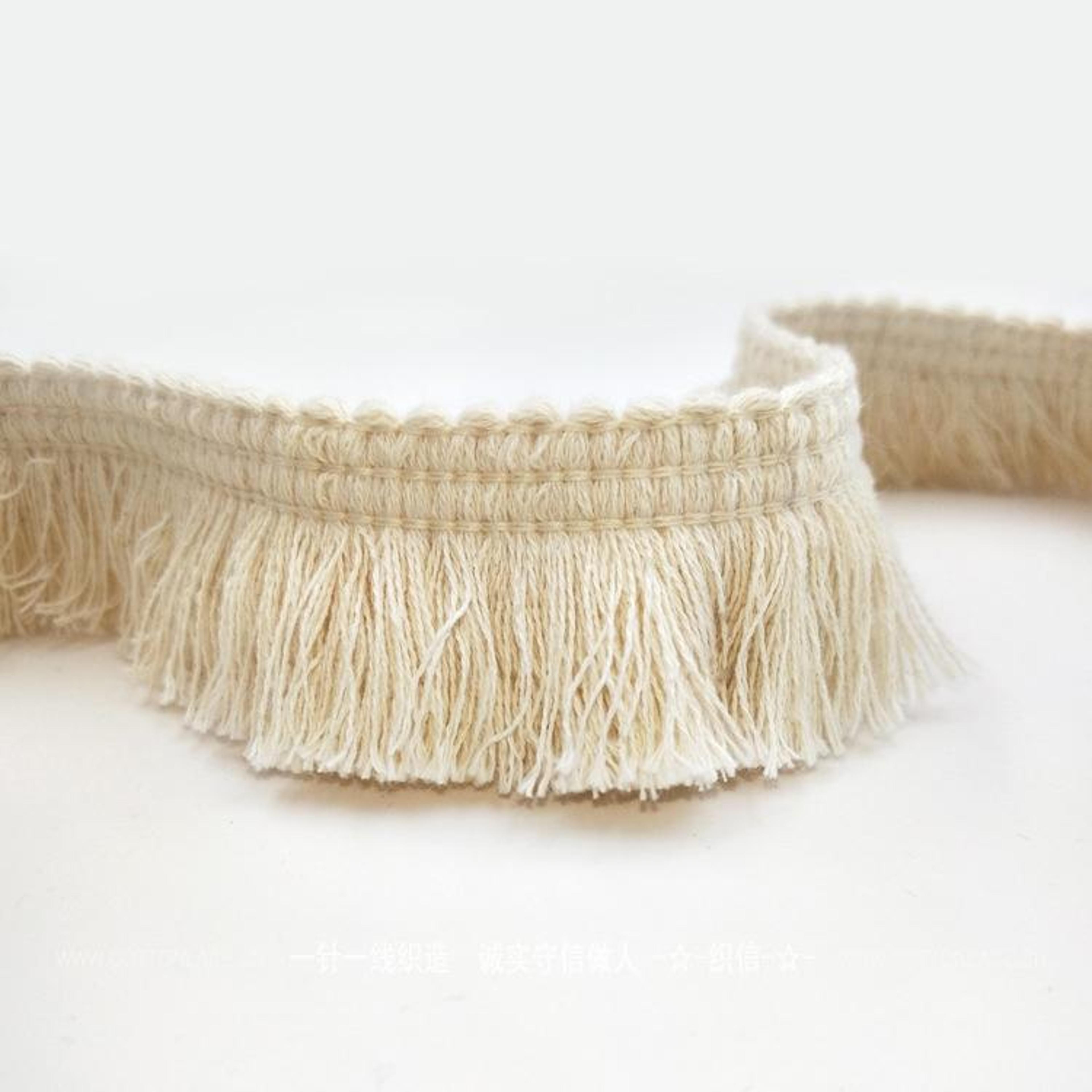beige cotton tassel trim decorative lace ribbon for sewing, curtains & diy crafts
