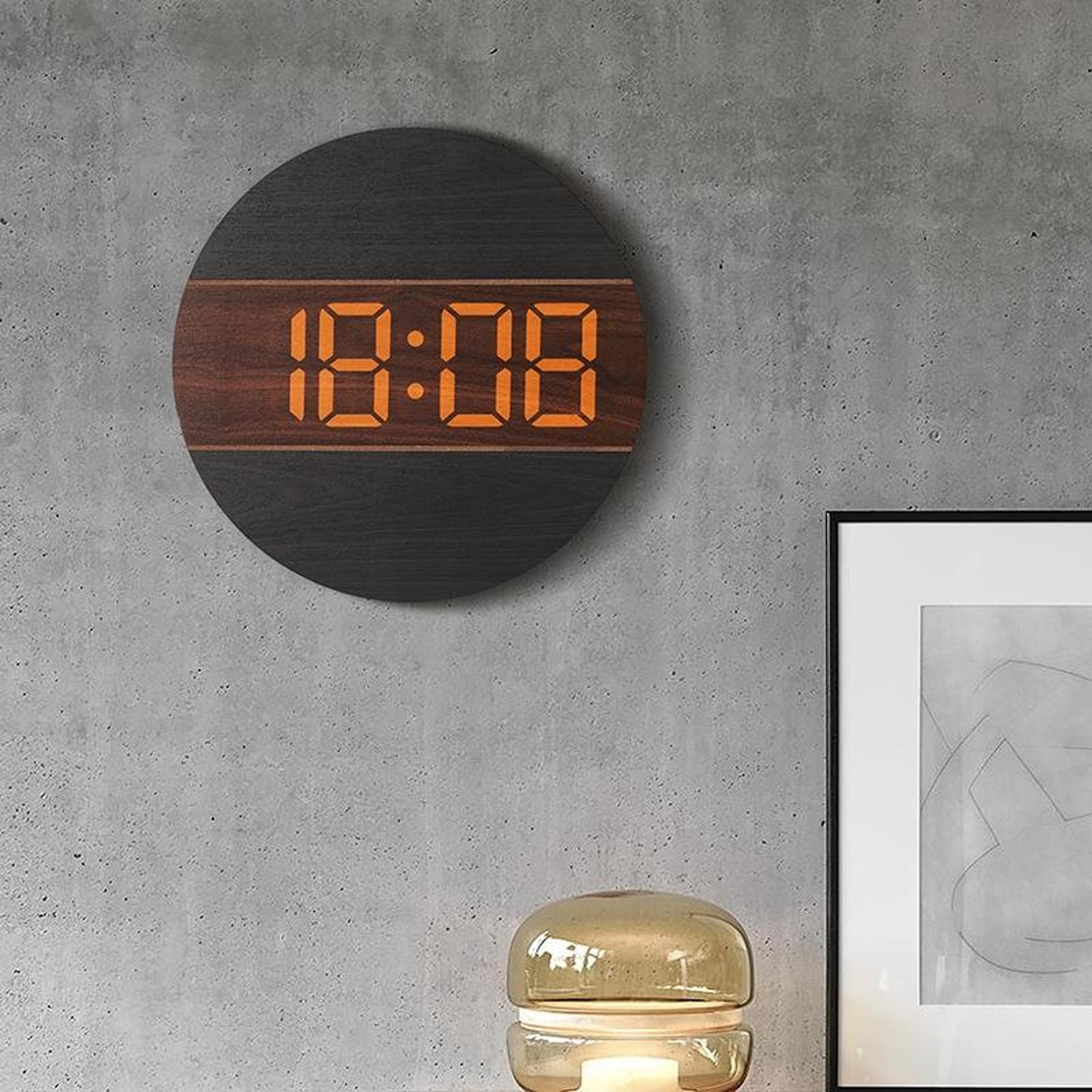 modern digital wall clock wooden led wall clock for living room and home decor