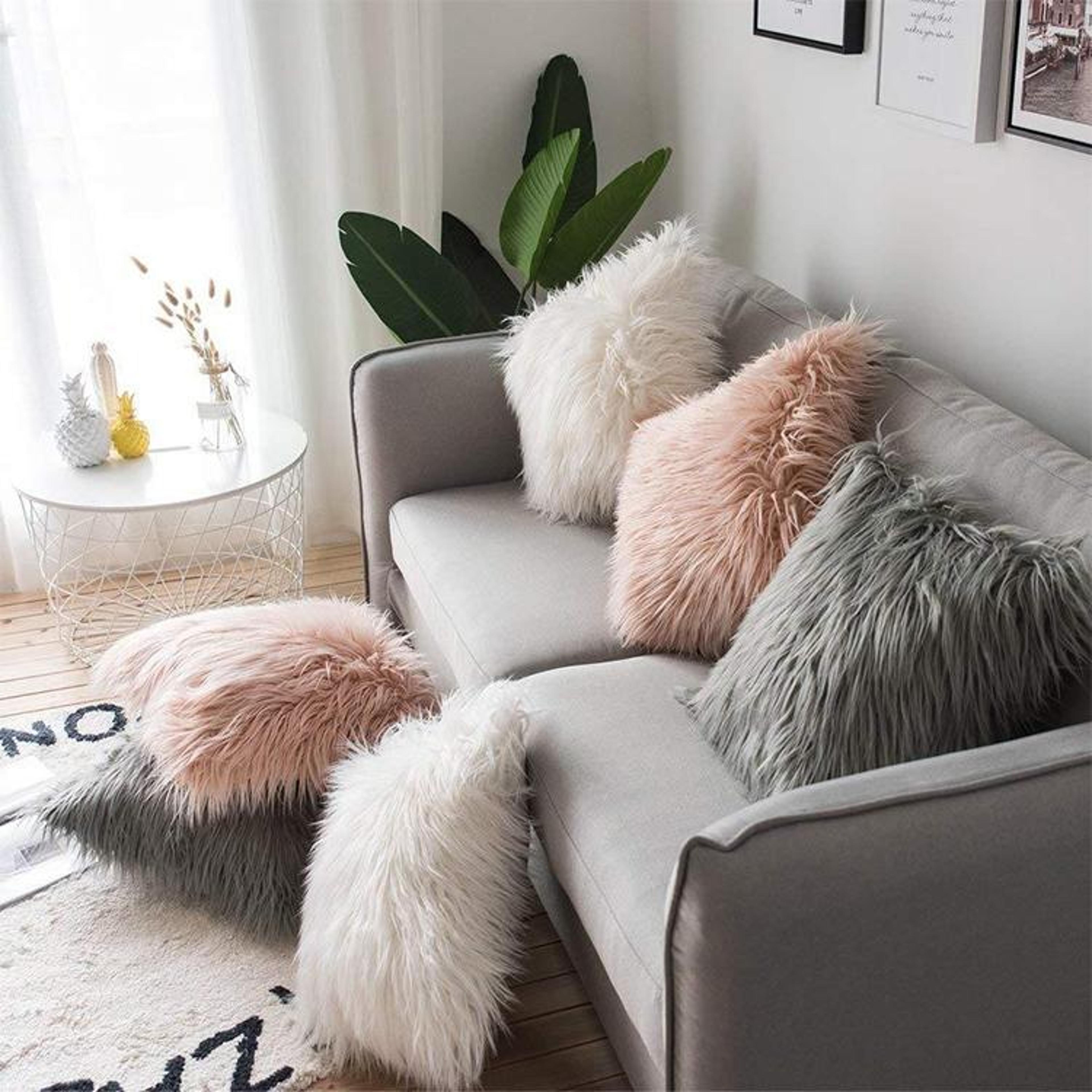 luxury plush pillow cover soft faux fur velvet cushion cover for sofa bed decor