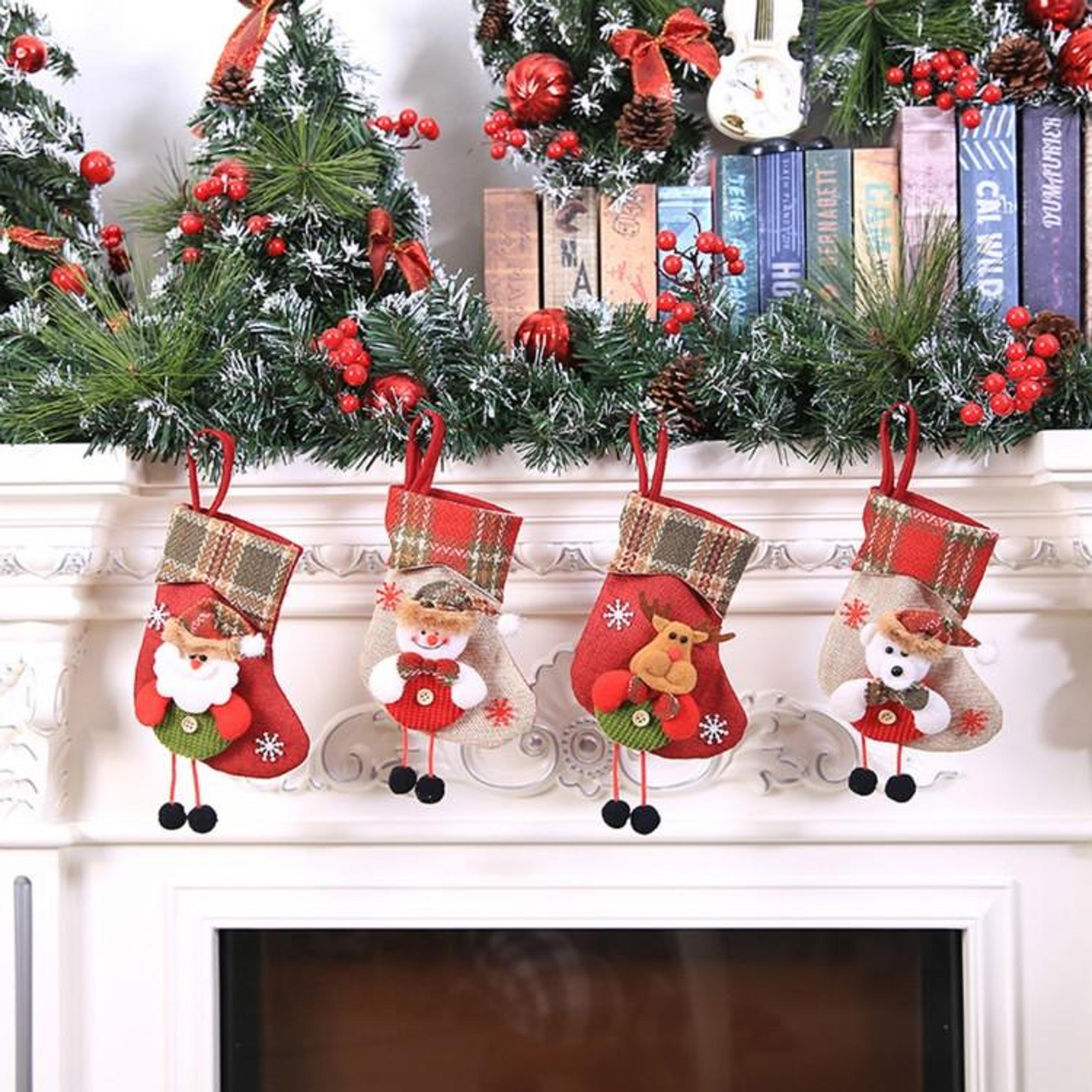 mini christmas stockings gift bags for candy, tree decor & holiday party decorations