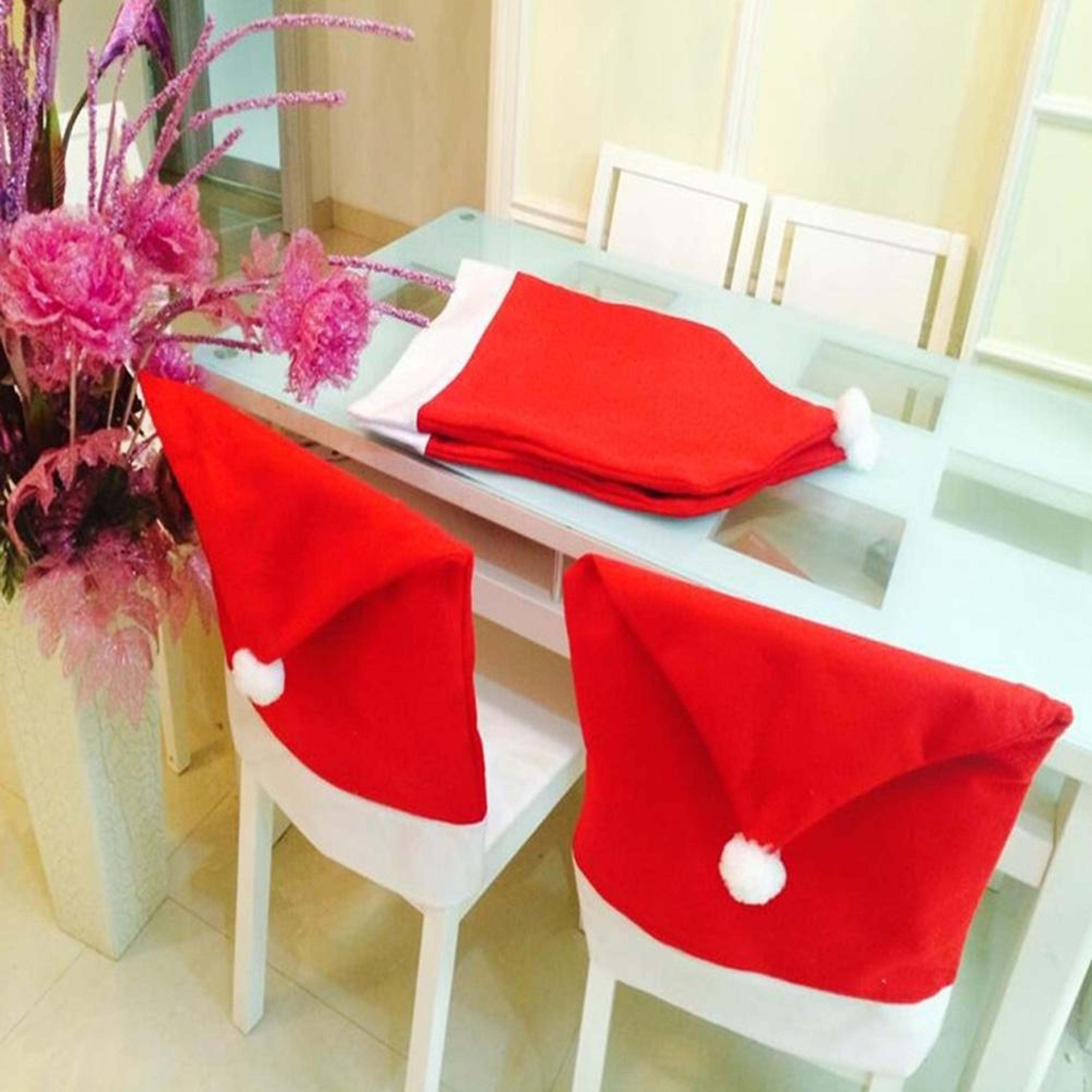 santa hat christmas chair covers for dining chairs festive christmas table decor
