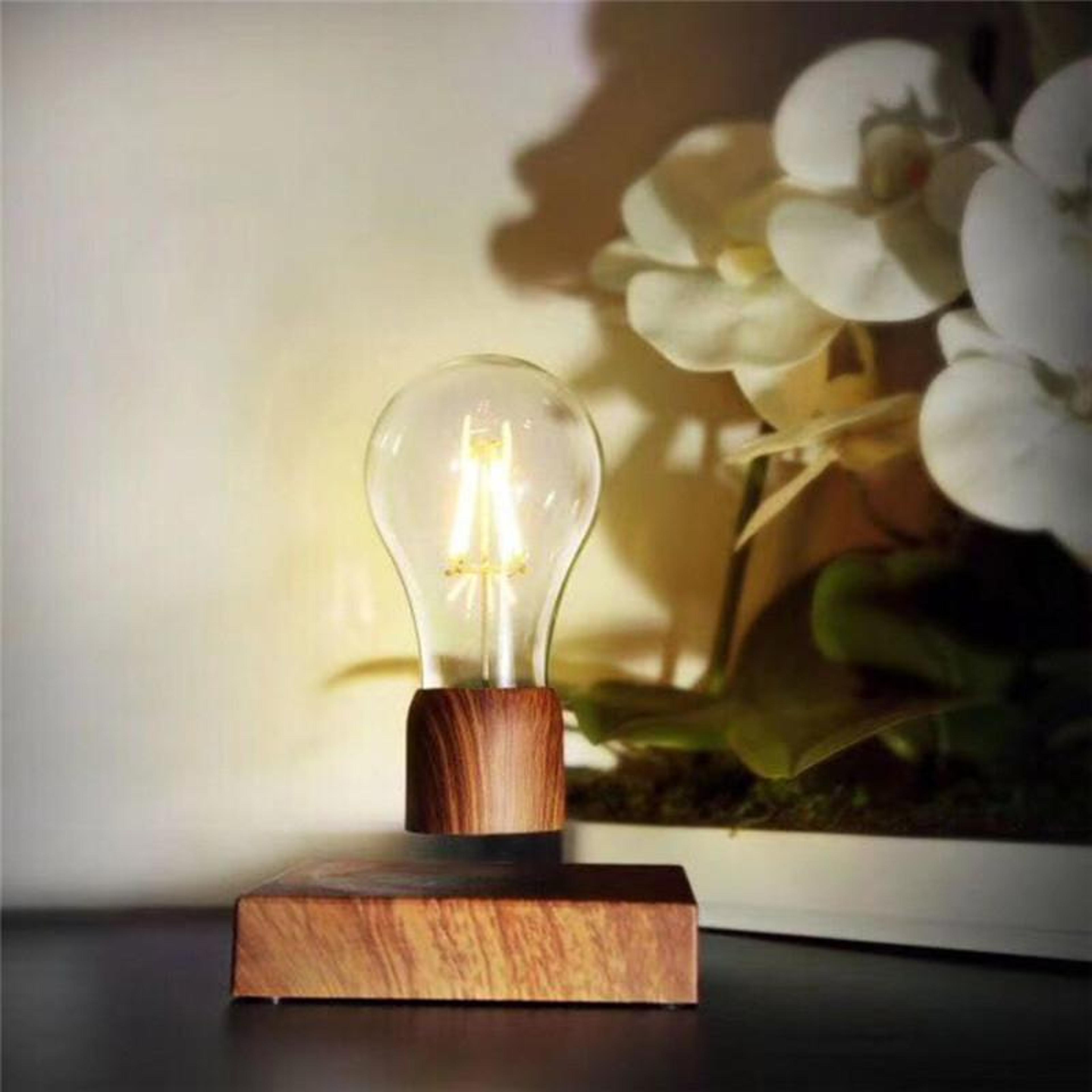 magnetic floating lamp with levitating led bulb wooden base for modern home decor