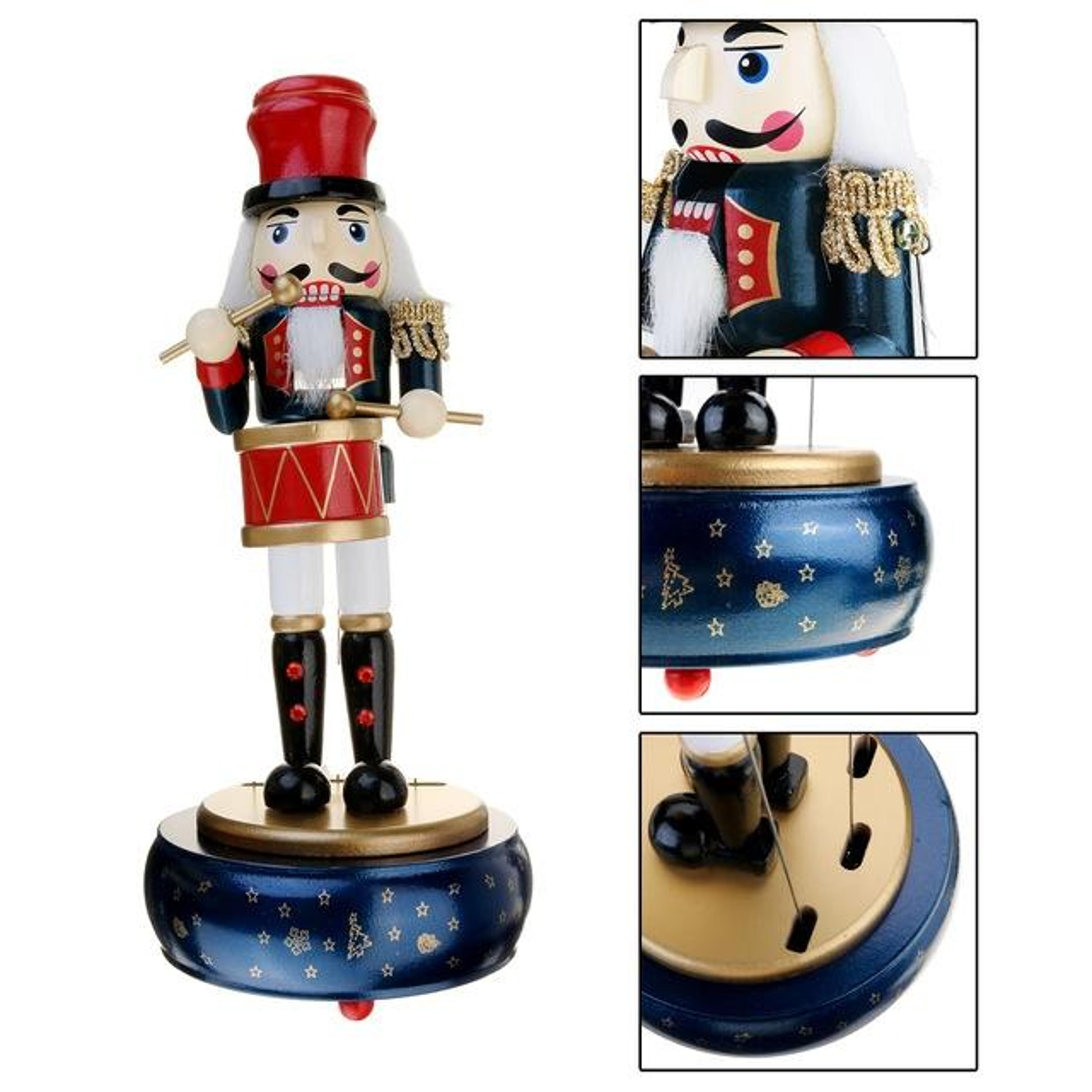 vintage wooden nutcracker music box handmade christmas drummer decor gift