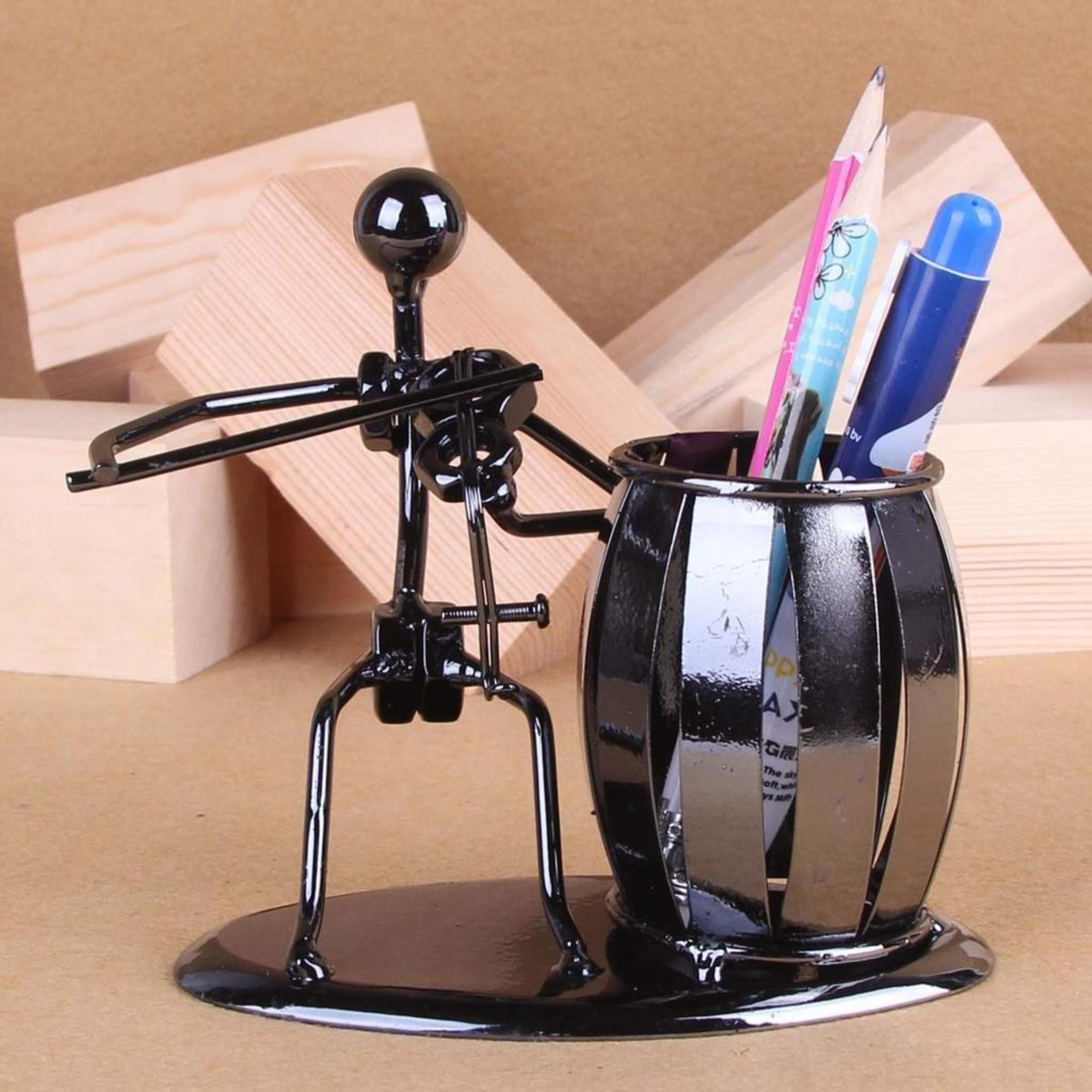 iron band musician metal pen holder decorative office desk organizer for home study