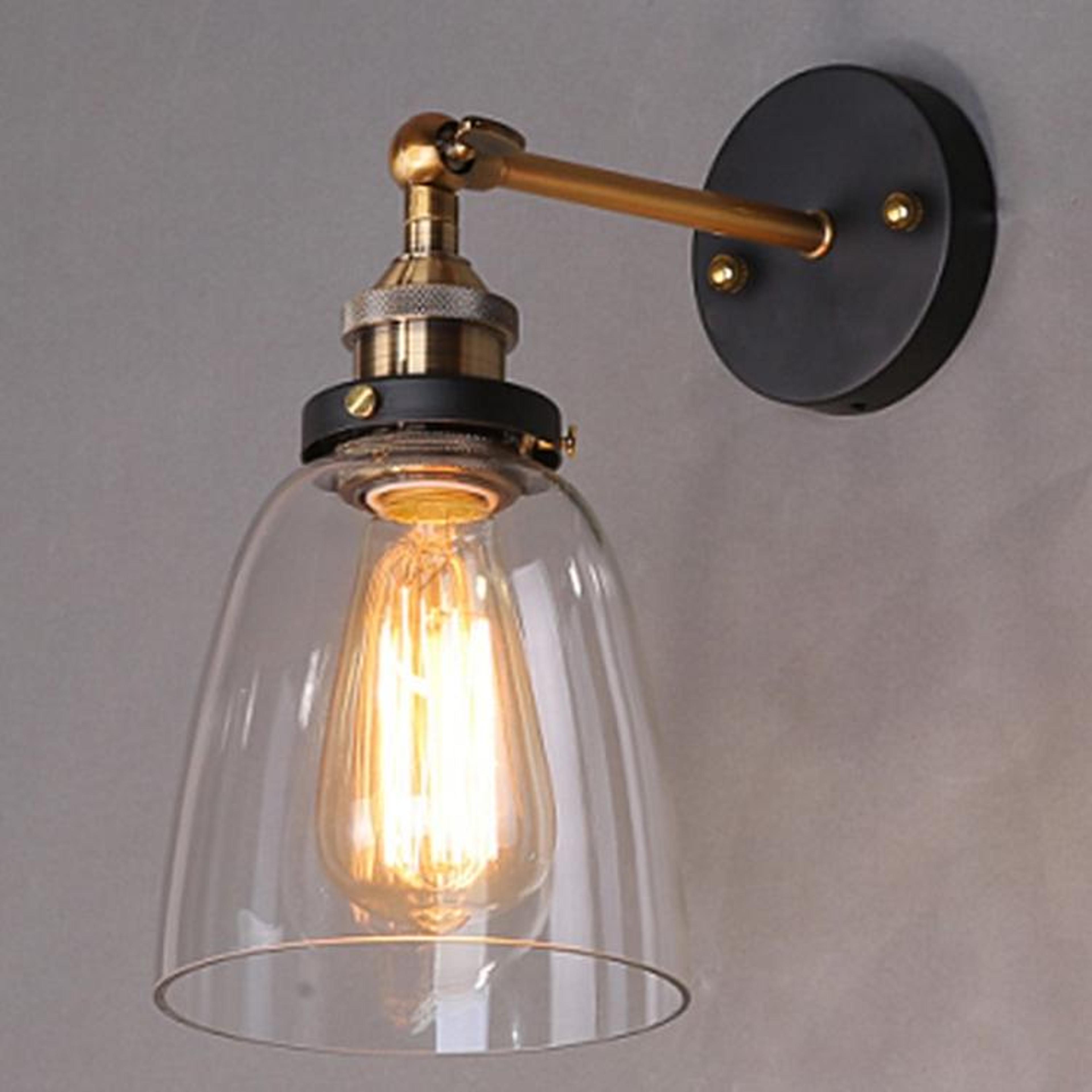 vintage grey glass wall light modern wall sconce with e27 base for bedroom & bathroom