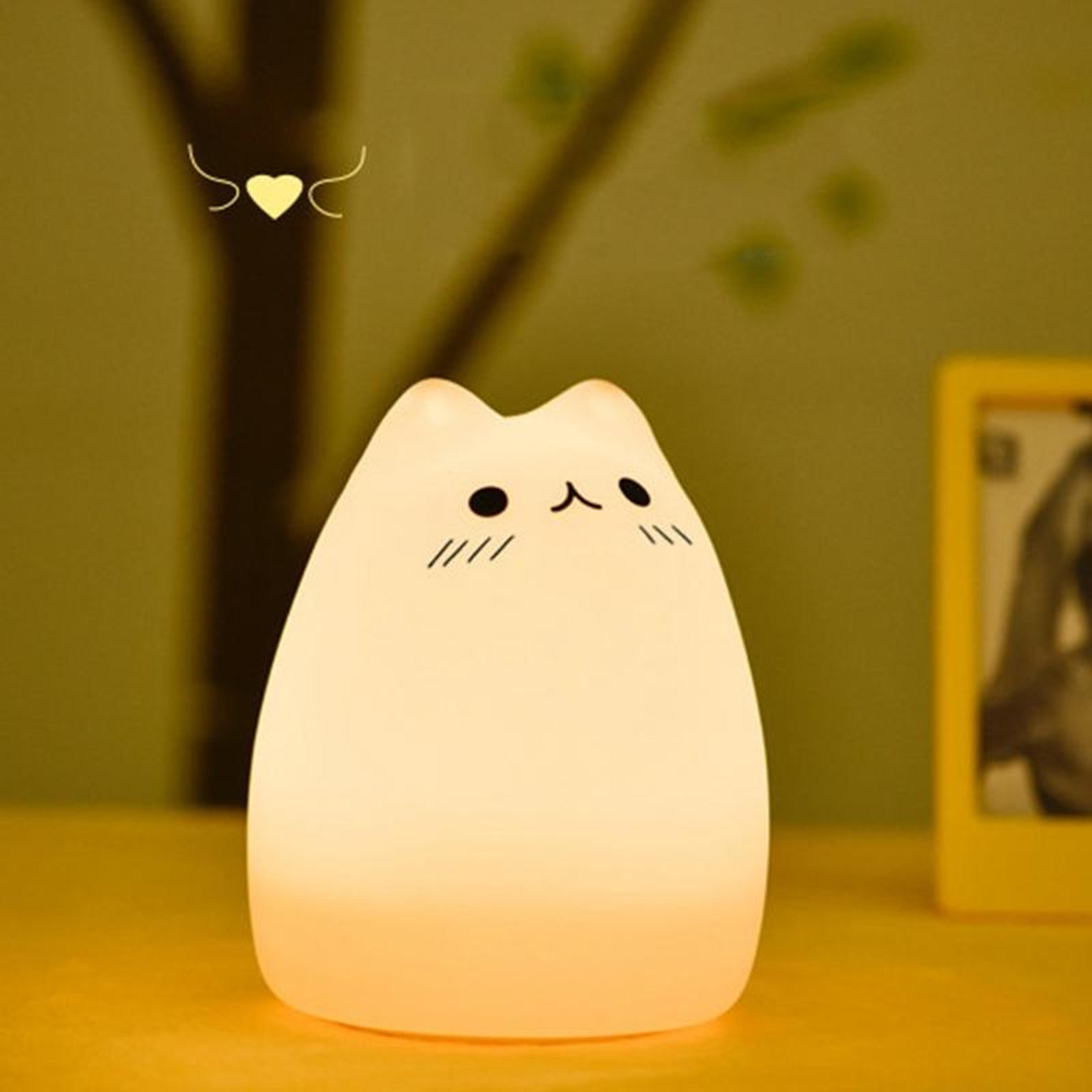 cute silicone night light for kids, rechargeable touch sensor bedside lamp with remote control