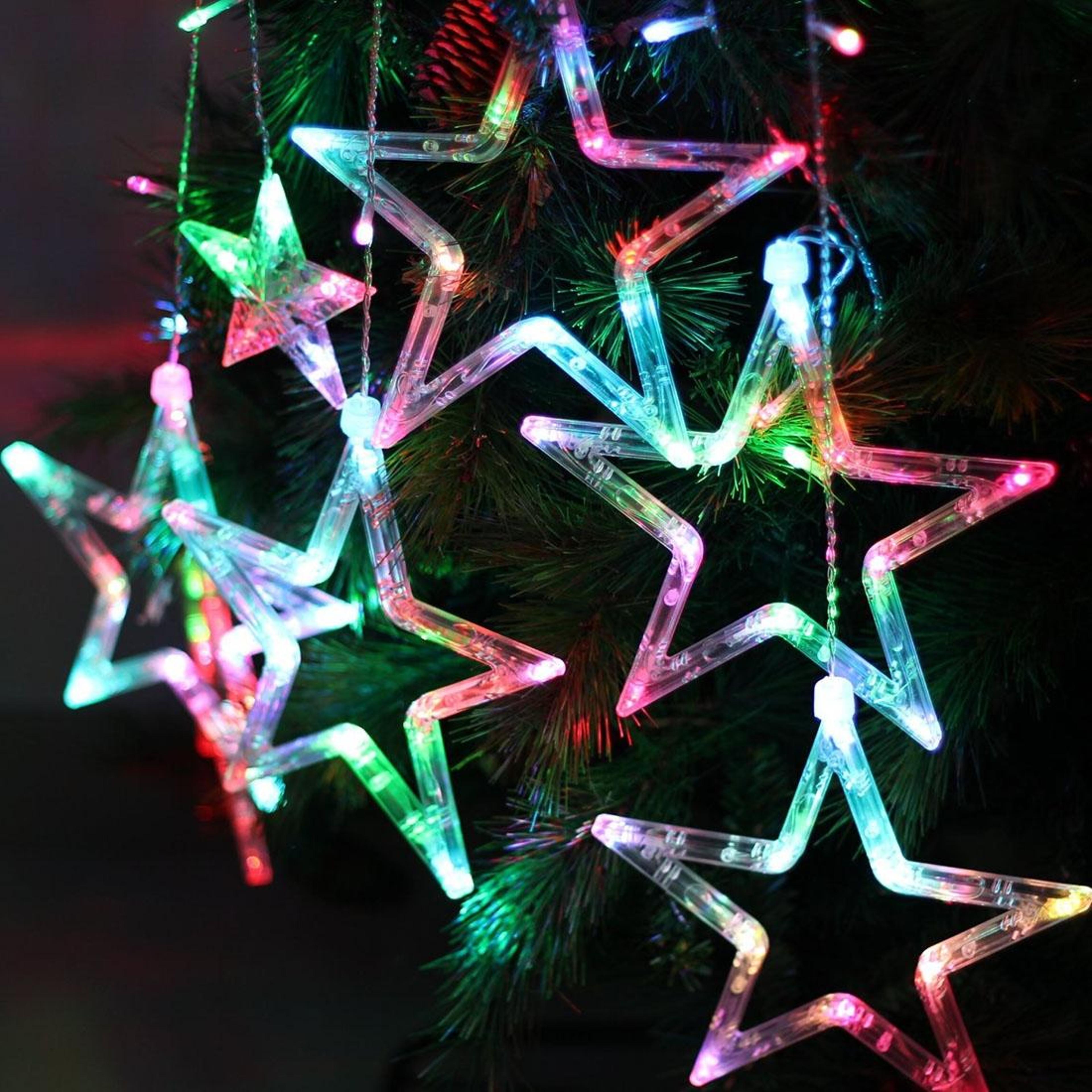 10-star christmas icicle lights 8-mode led curtain string lights for indoor & outdoor holiday decor