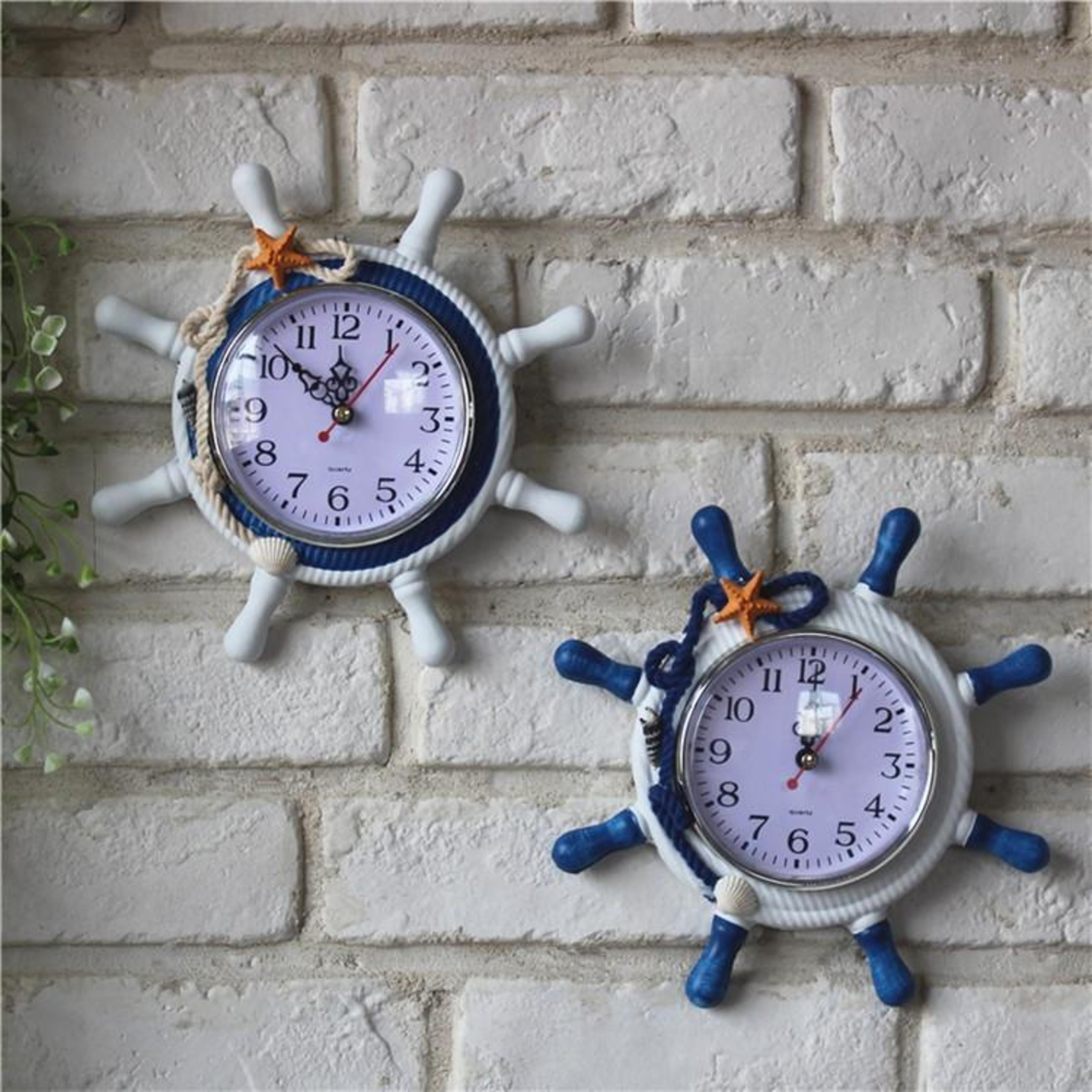 rustic nautical wall clock wooden ship wheel decorative wall clock for coastal home decor