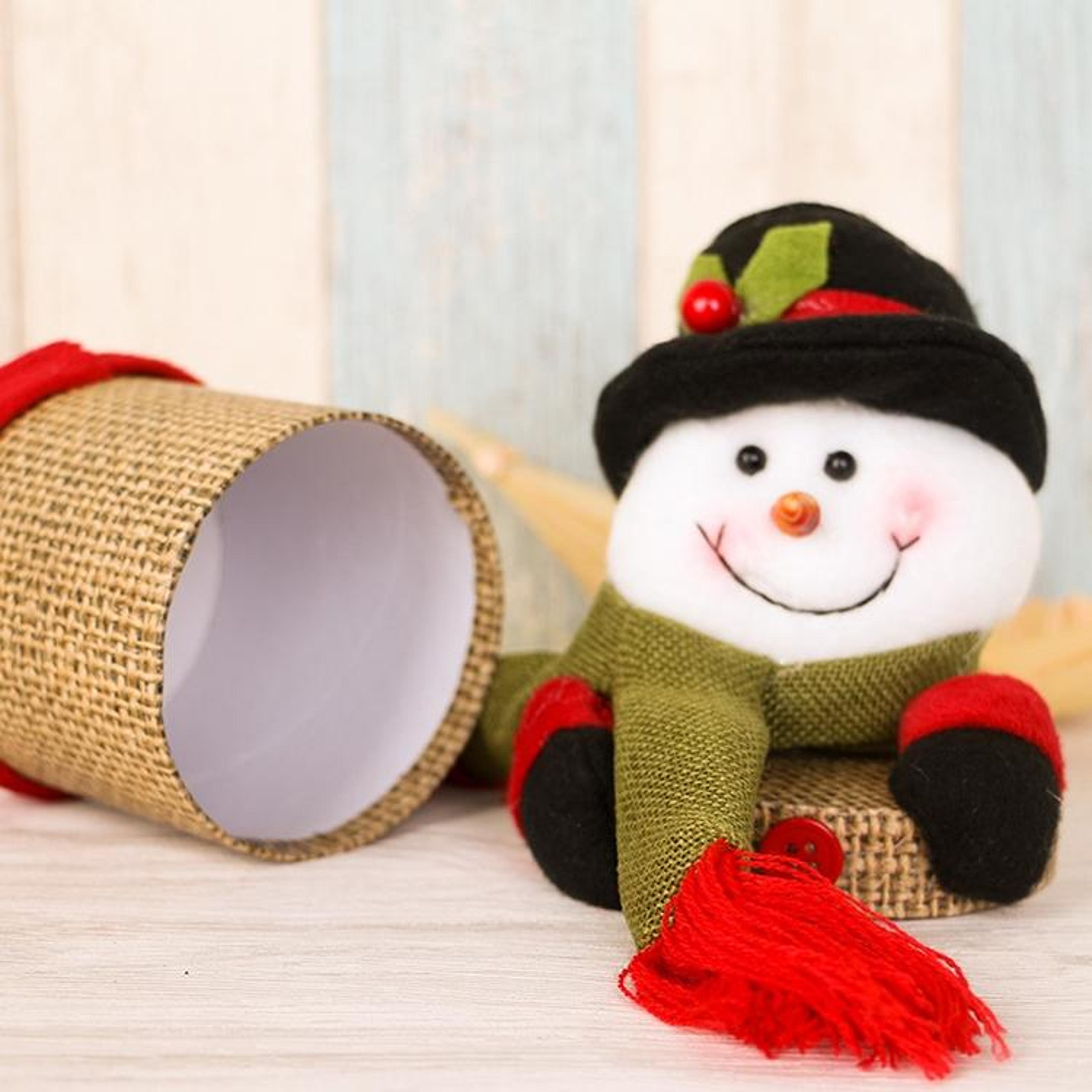 cute snowman christmas gift box linen christmas candy jar holiday treat container