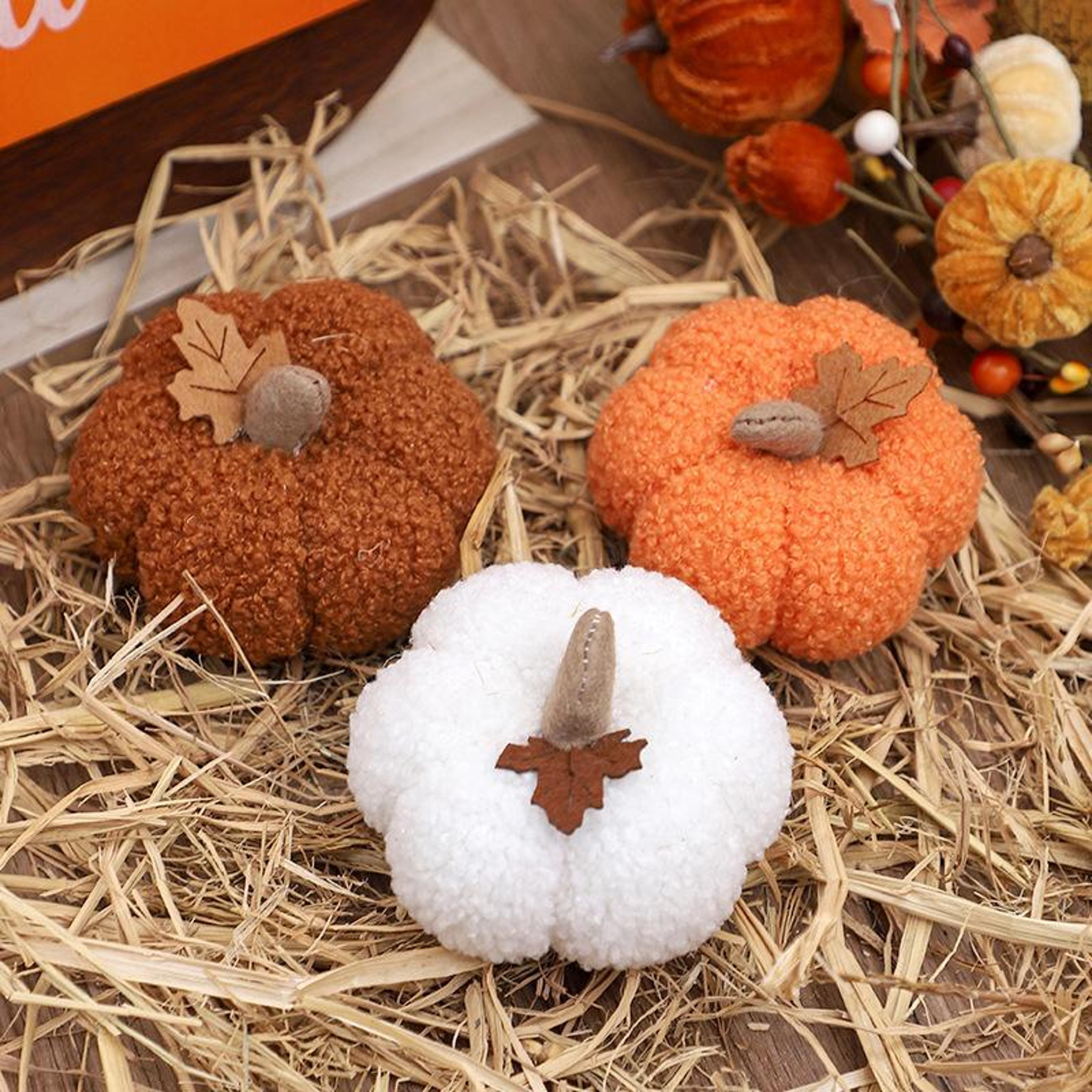 cozy halloween pumpkin plush decor ornament for fall harvest table centerpiece
