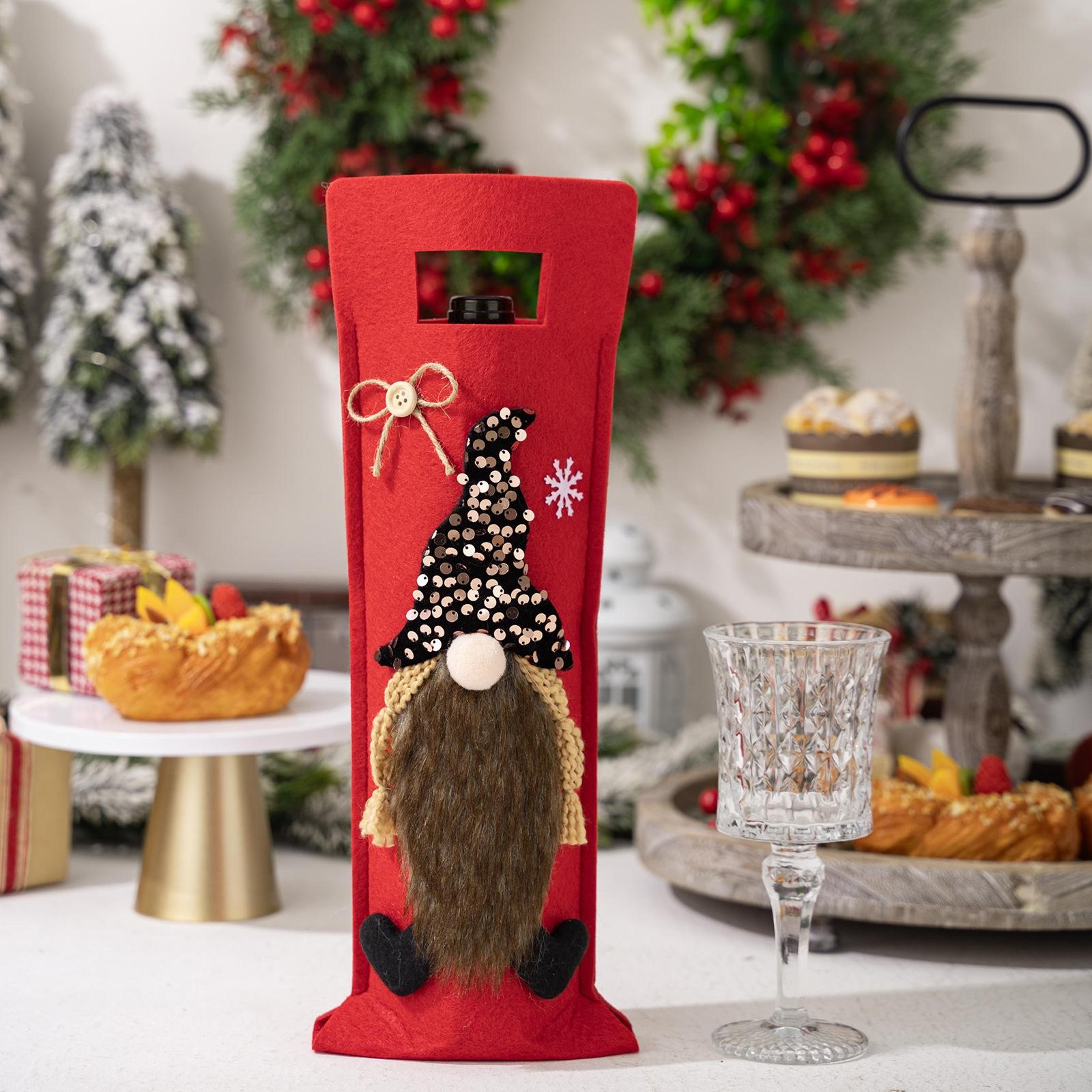 christmas wine bottle cover reusable holiday wine bottle gift bag for festive table decoration