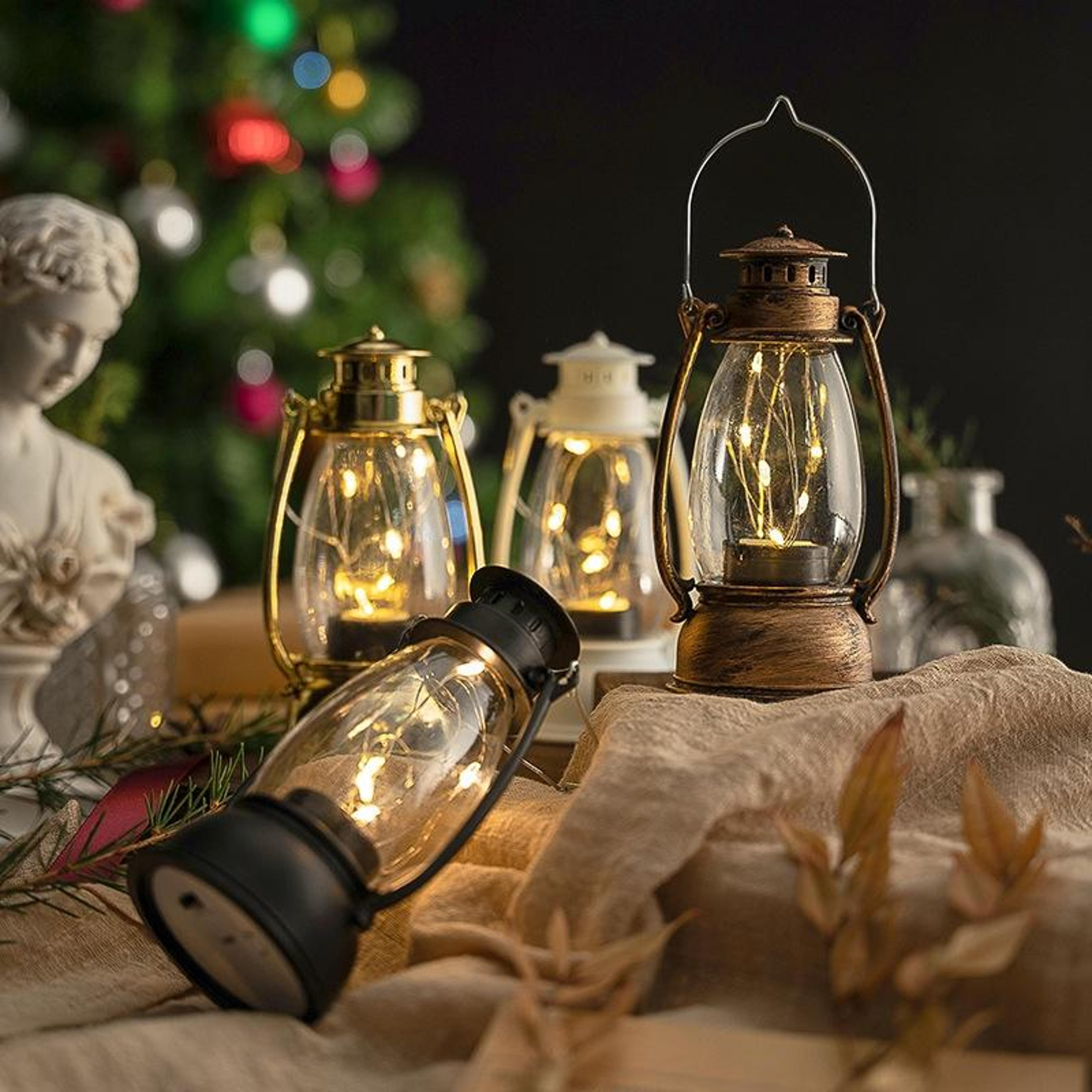 vintage led lantern decor christmas table centerpiece battery operated holiday lamp
