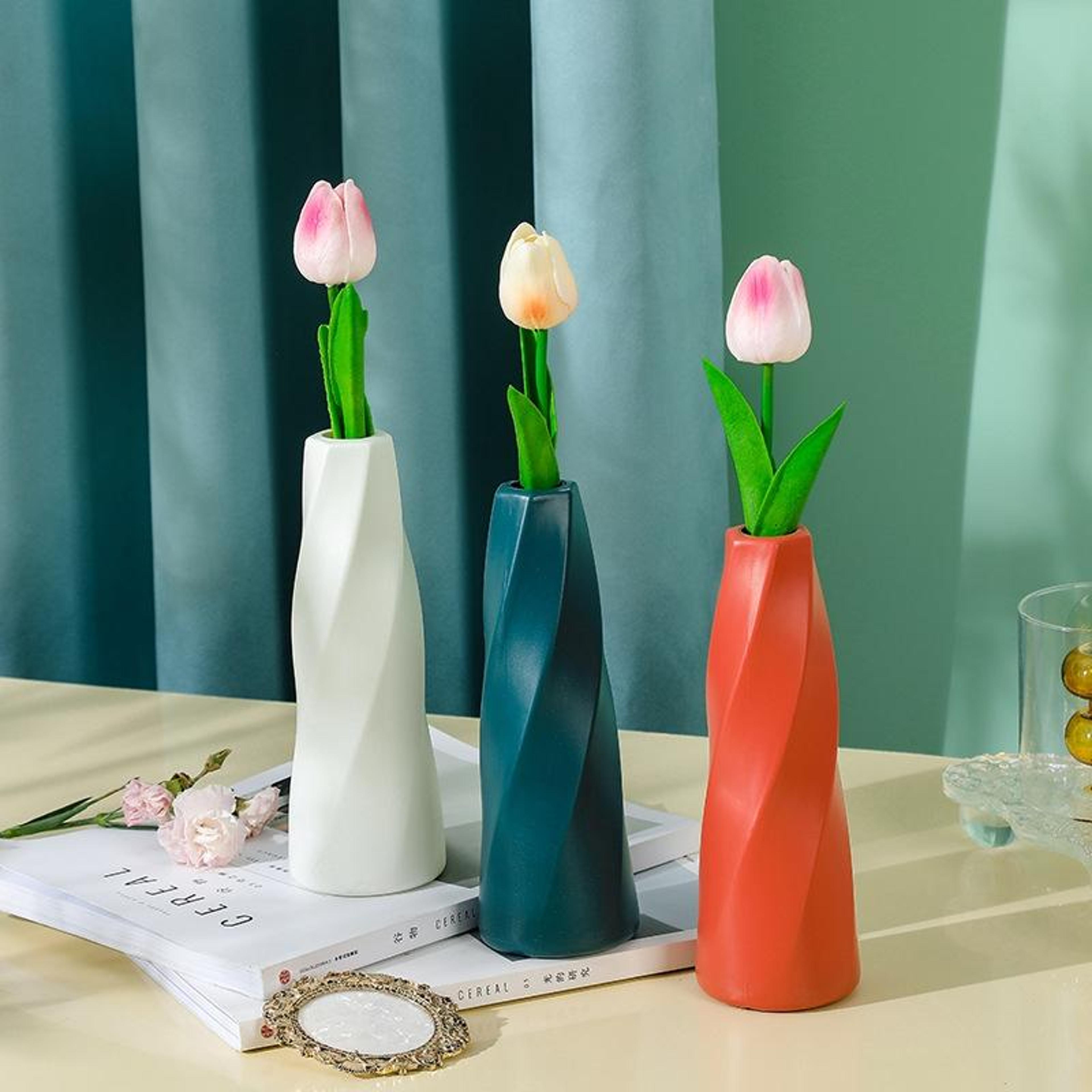 modern decorative flower vase for dried flowers ceramic look pe living room vase