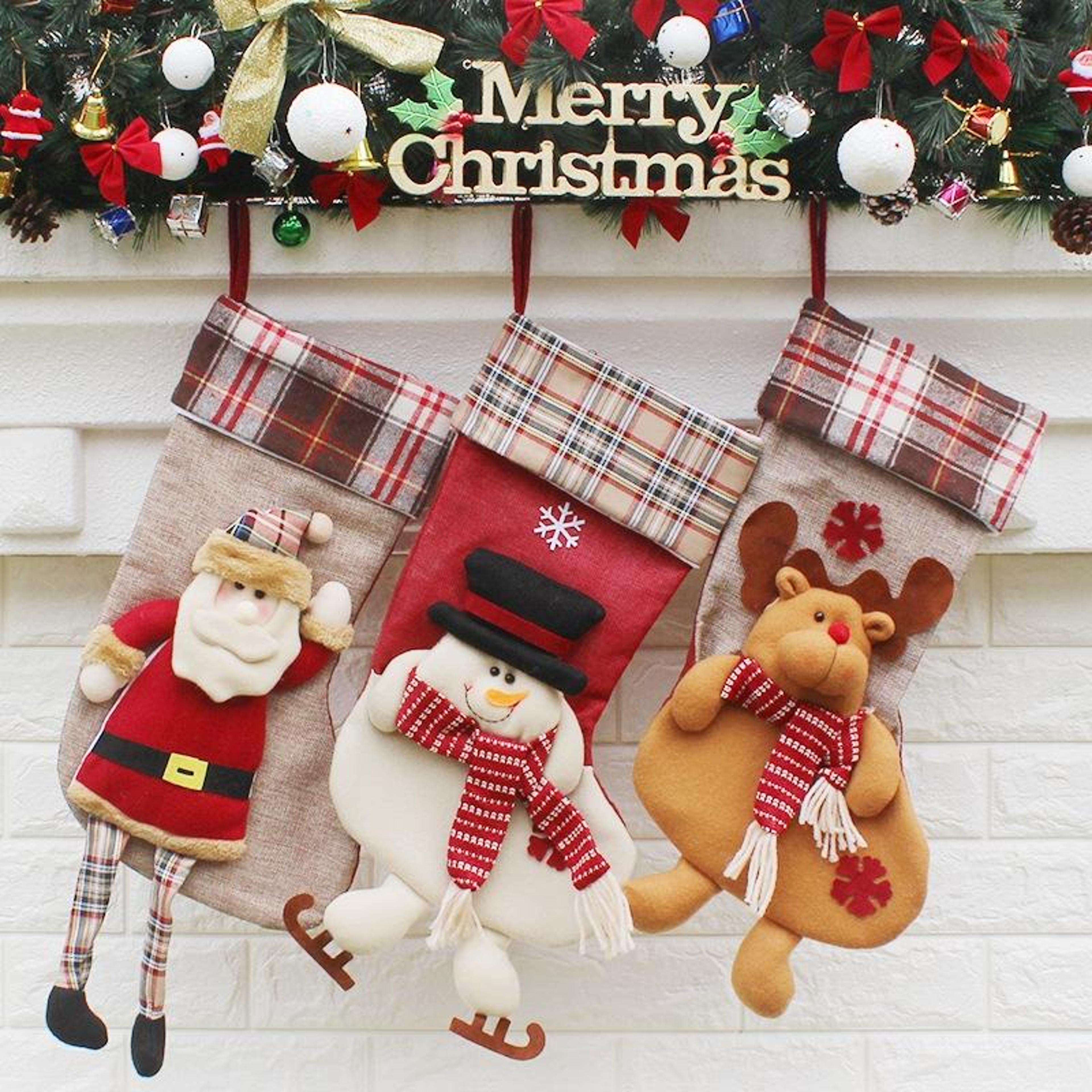 christmas stocking gift bag ornament non woven holiday hanging decoration