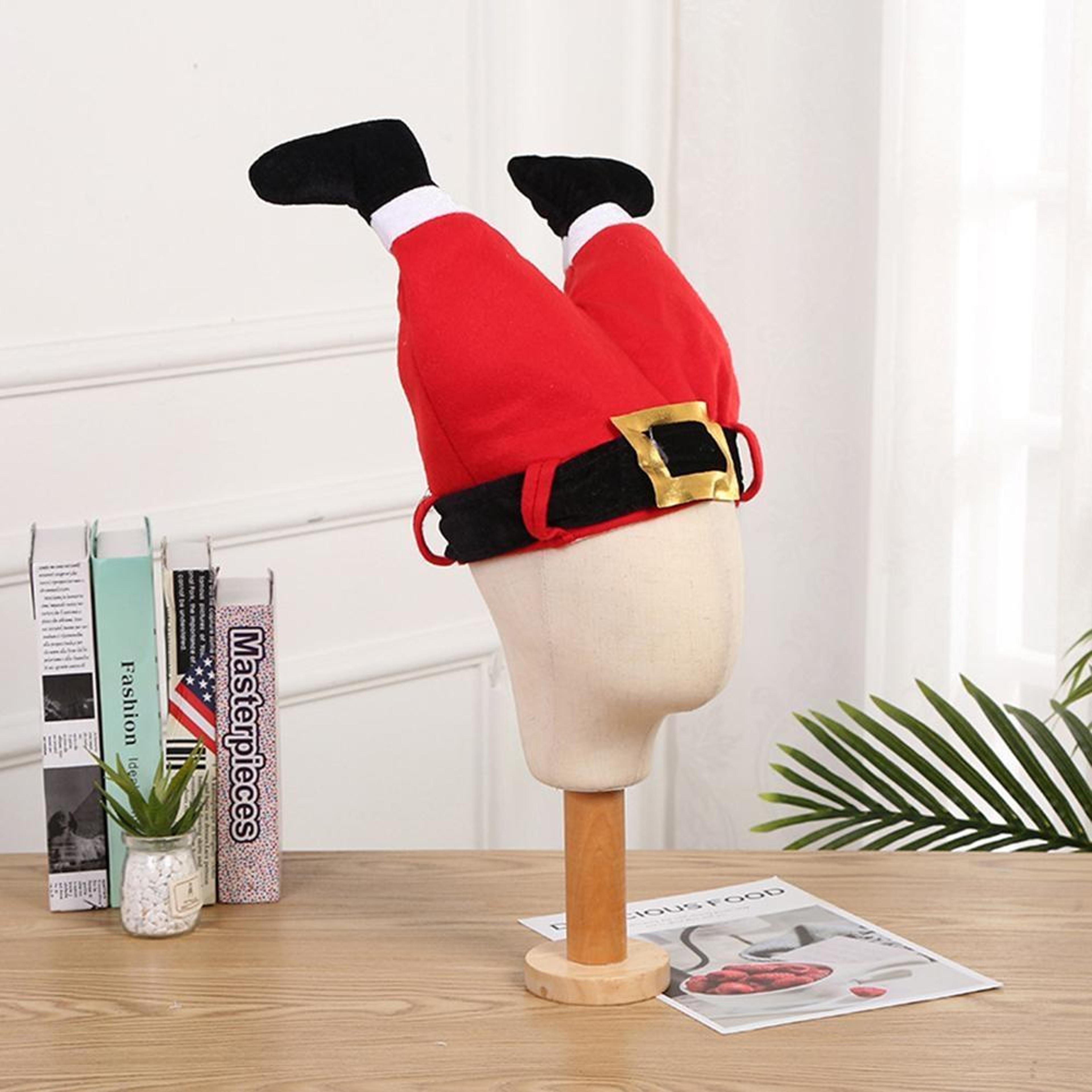 christmas santa claus leg decoration plush hanging ornament with santa hat for holiday party decor