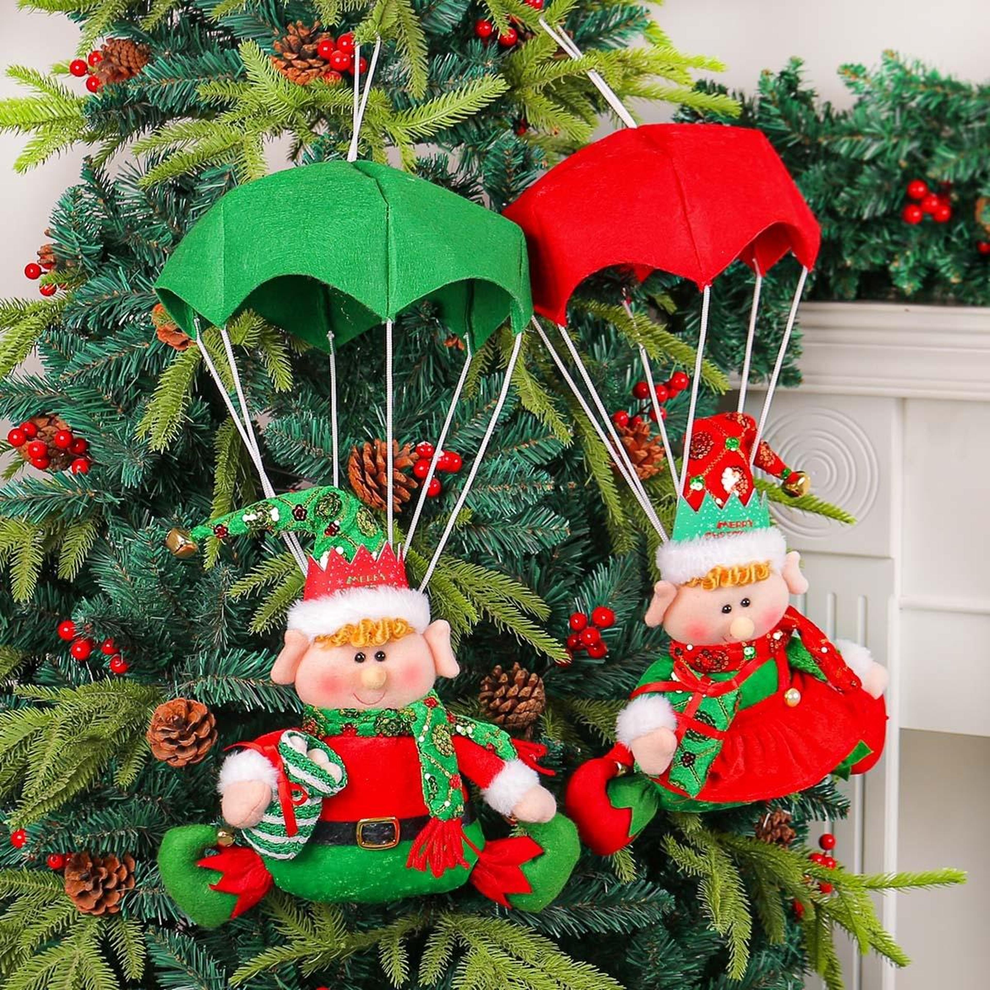 christmas elf parachute hanging decoration plush ornament for christmas tree & holiday home decor