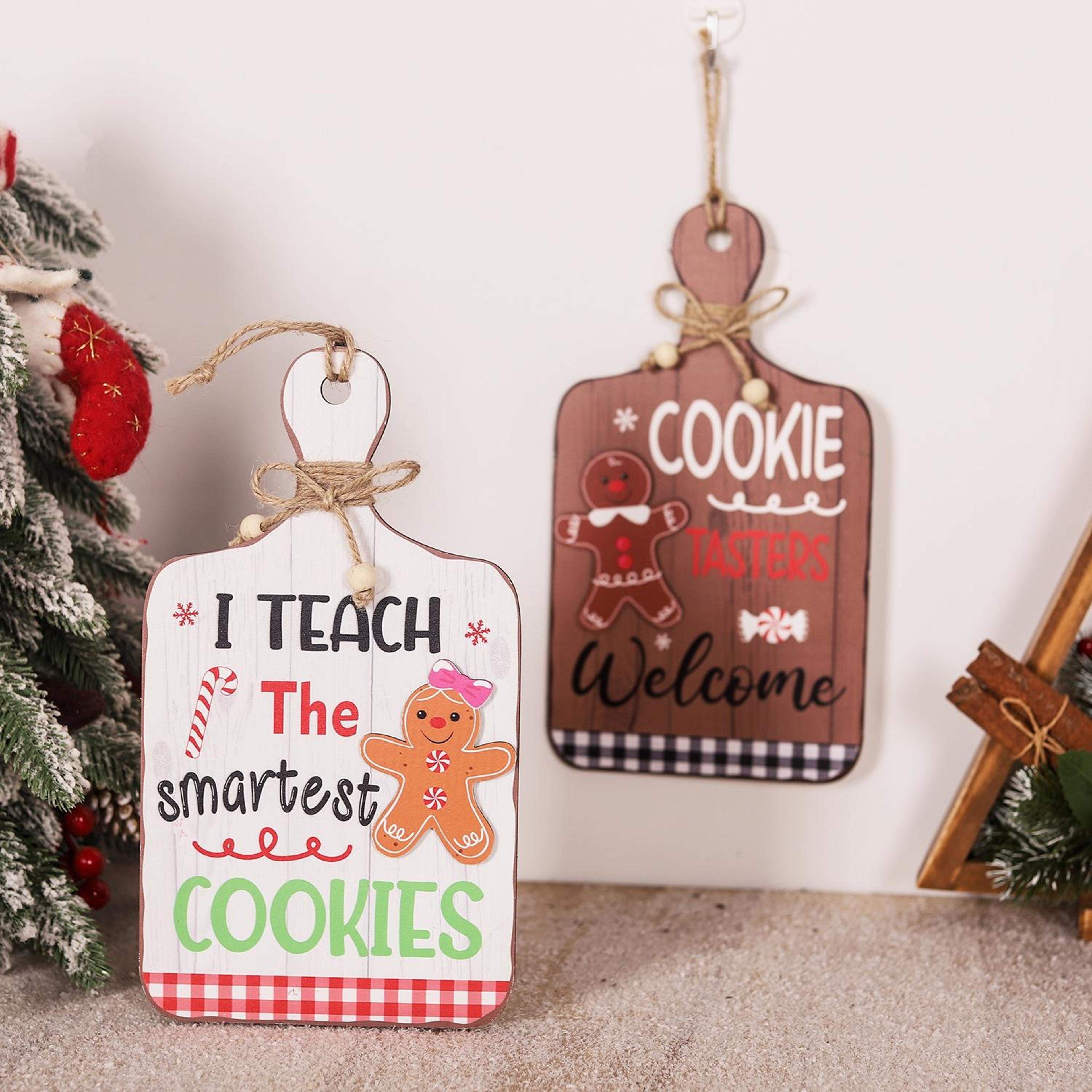 gingerbread man wooden christmas sign welcome door hanging decor for home & holiday parties