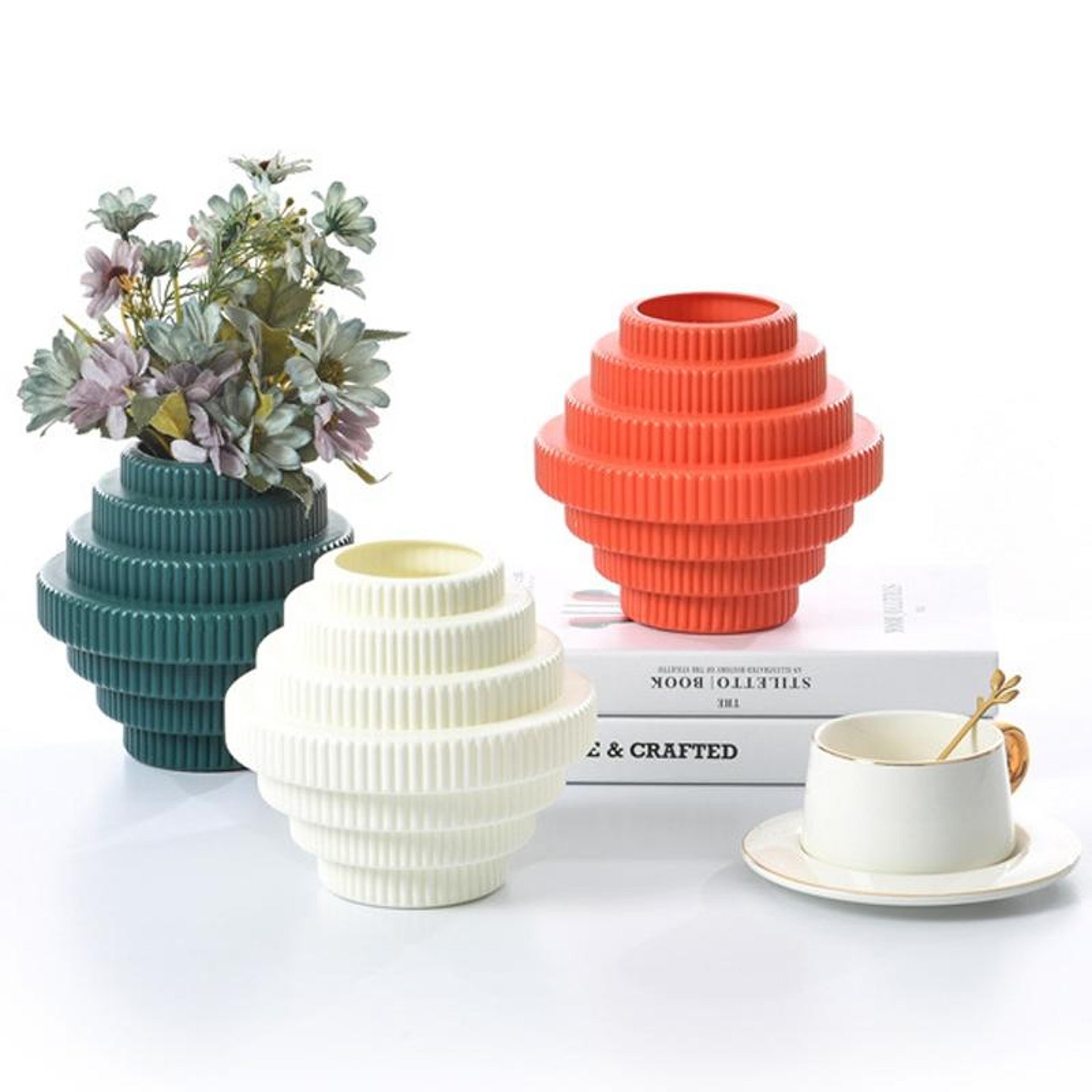 modern decorative flower vase for fresh & dried flowers, pe imitation porcelain succulent planter