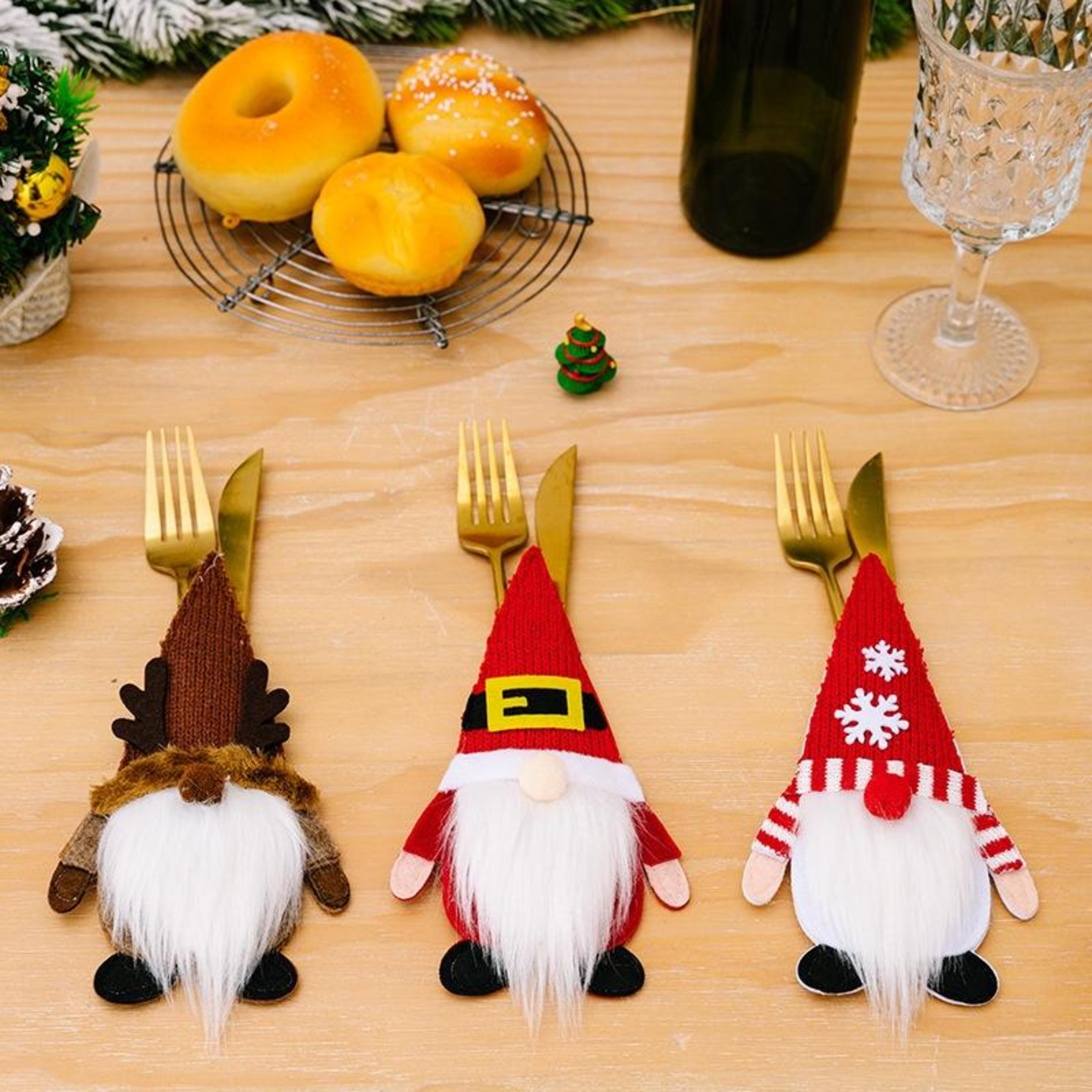 christmas cutlery holders cartoon silverware covers for festive table decorations